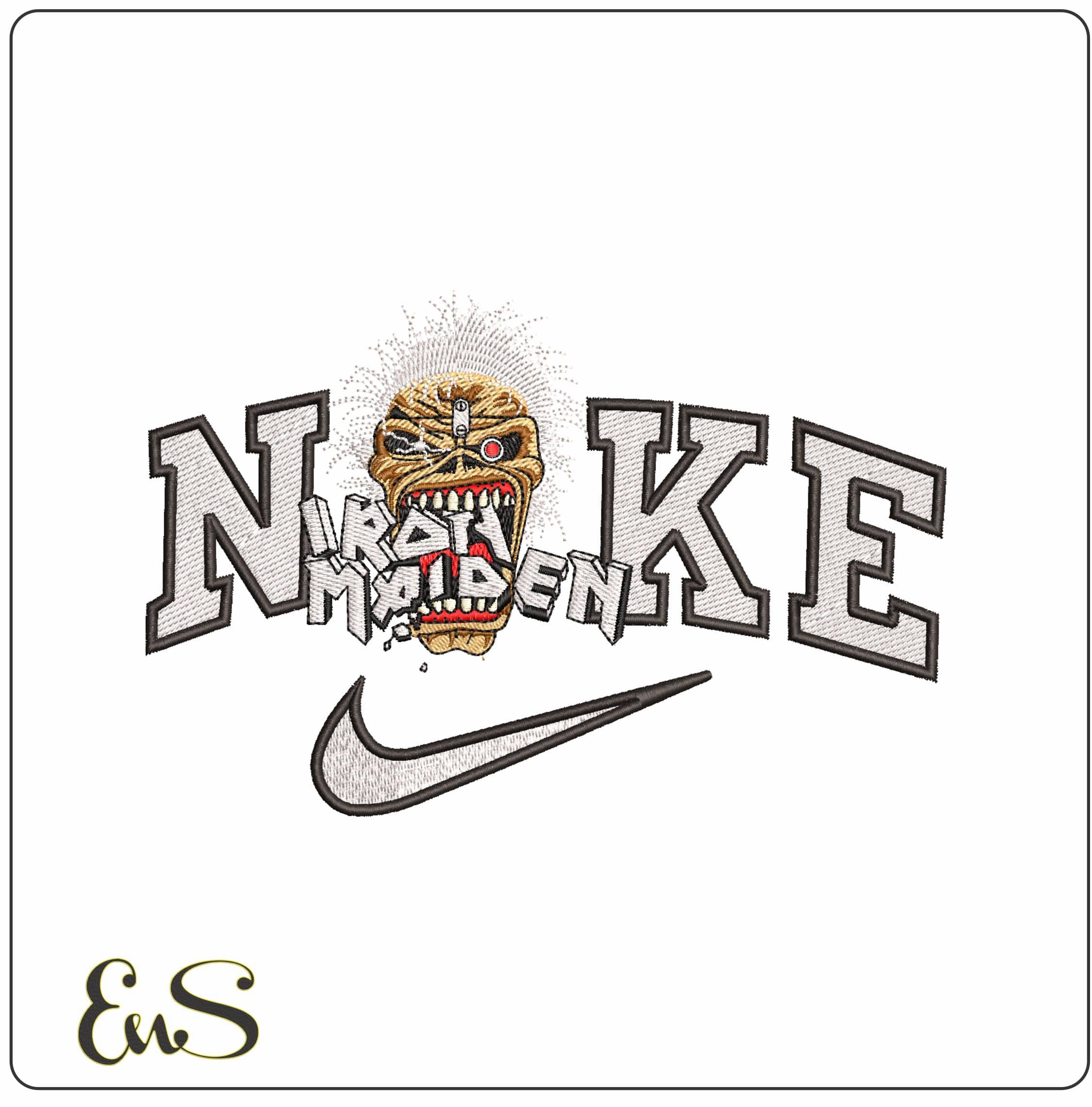 Nike Louis Eating Iron Maiden- Elegant embroidery design file - instant download