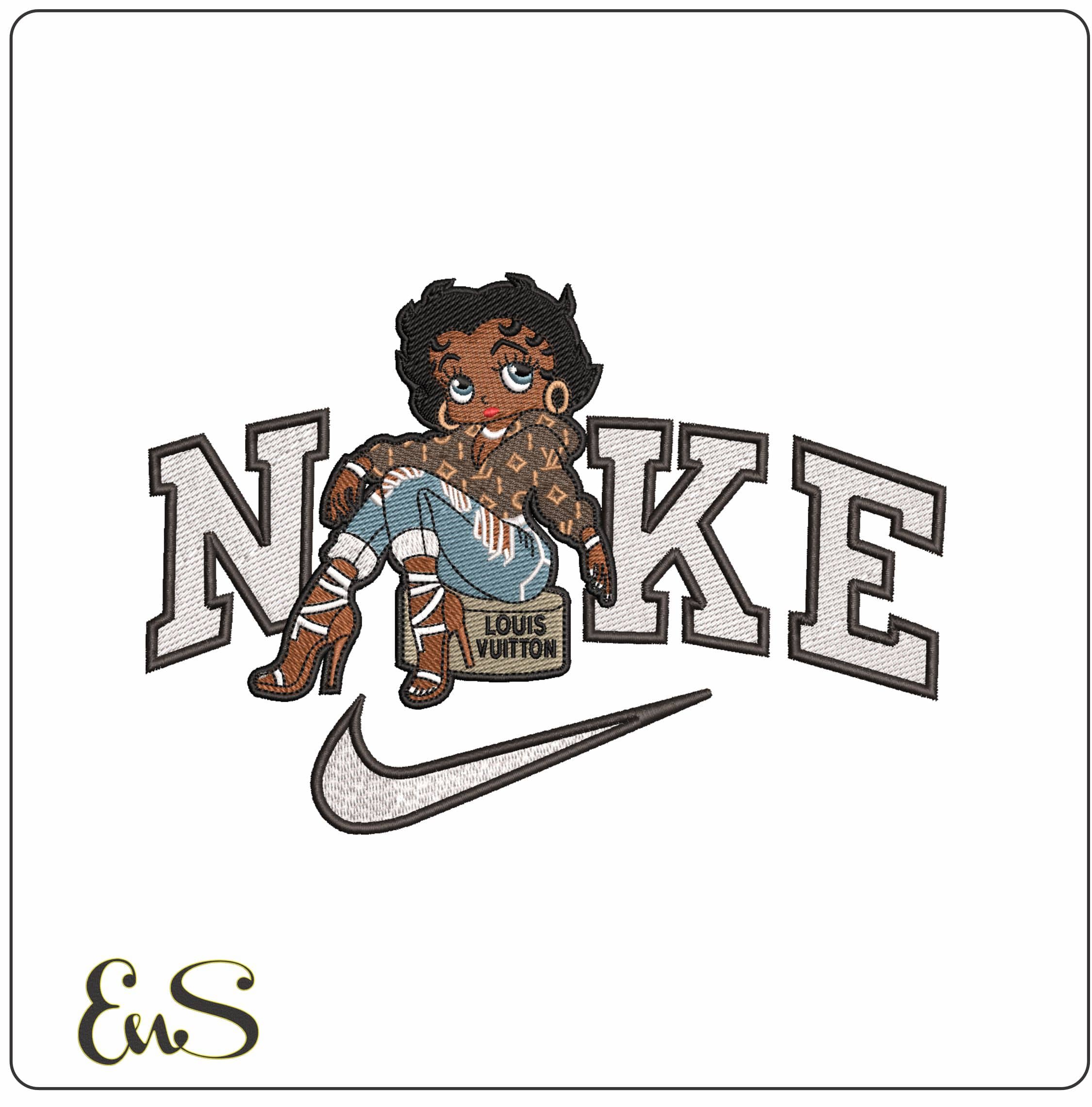 Nike Louis Vuitton Betty Boo- Elegant embroidery design file - instant download