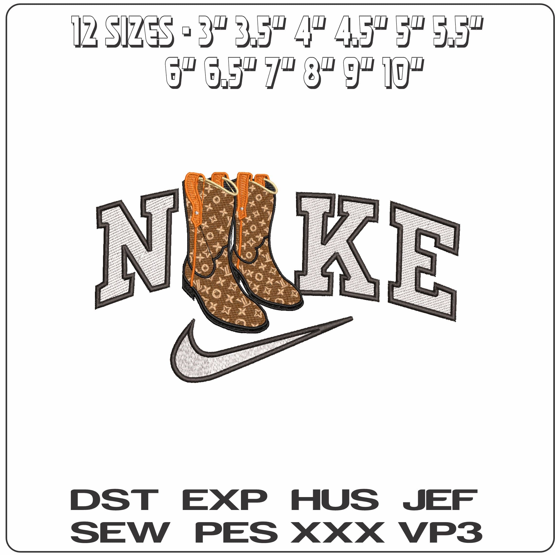 Nike Louis Vuitton Boots- Elegant embroidery design file - instant download — view 2