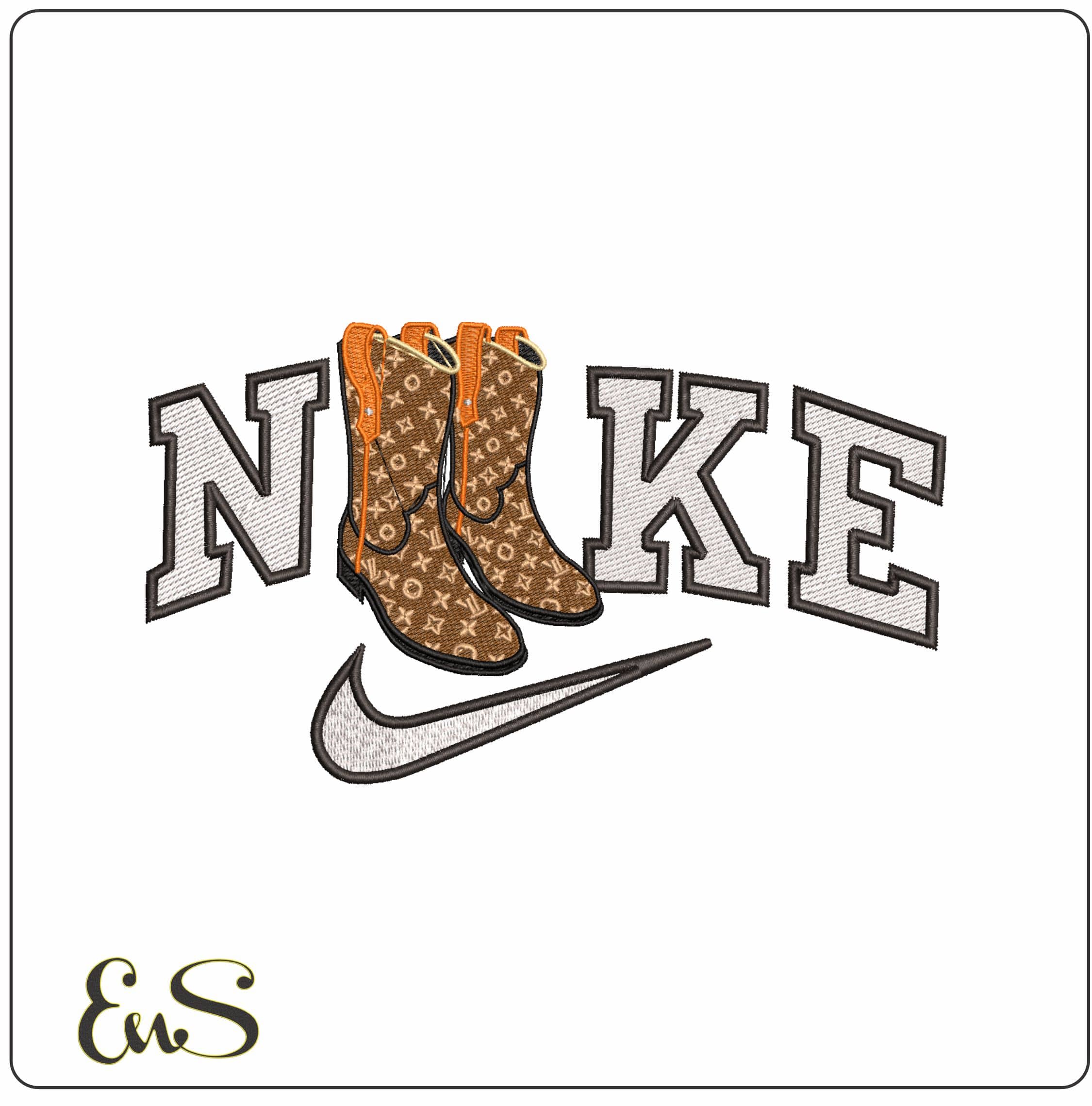 Nike Louis Vuitton Boots- Elegant embroidery design file - instant download