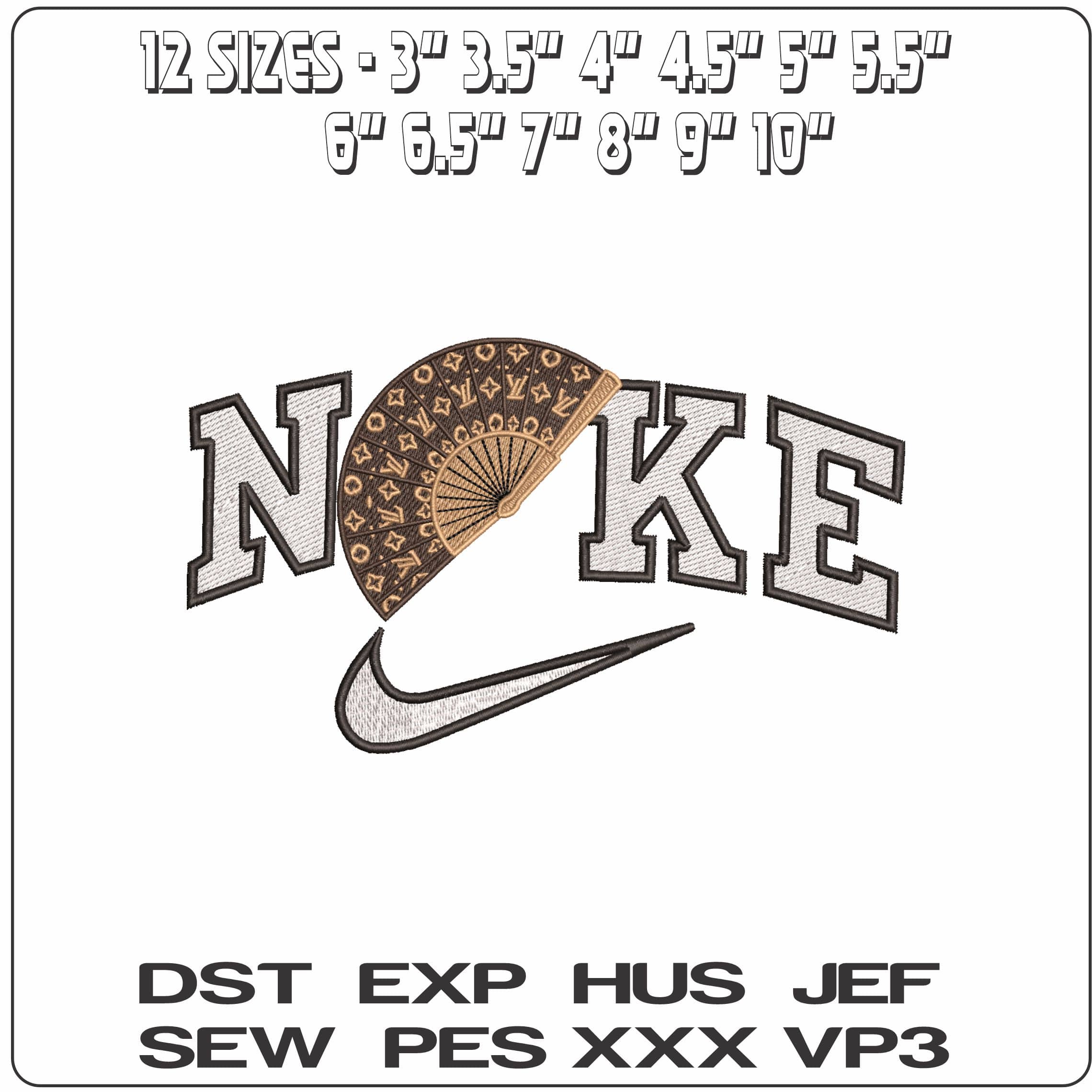 Nike Louis Vuitton Fan- Elegant embroidery design file - instant download — view 2