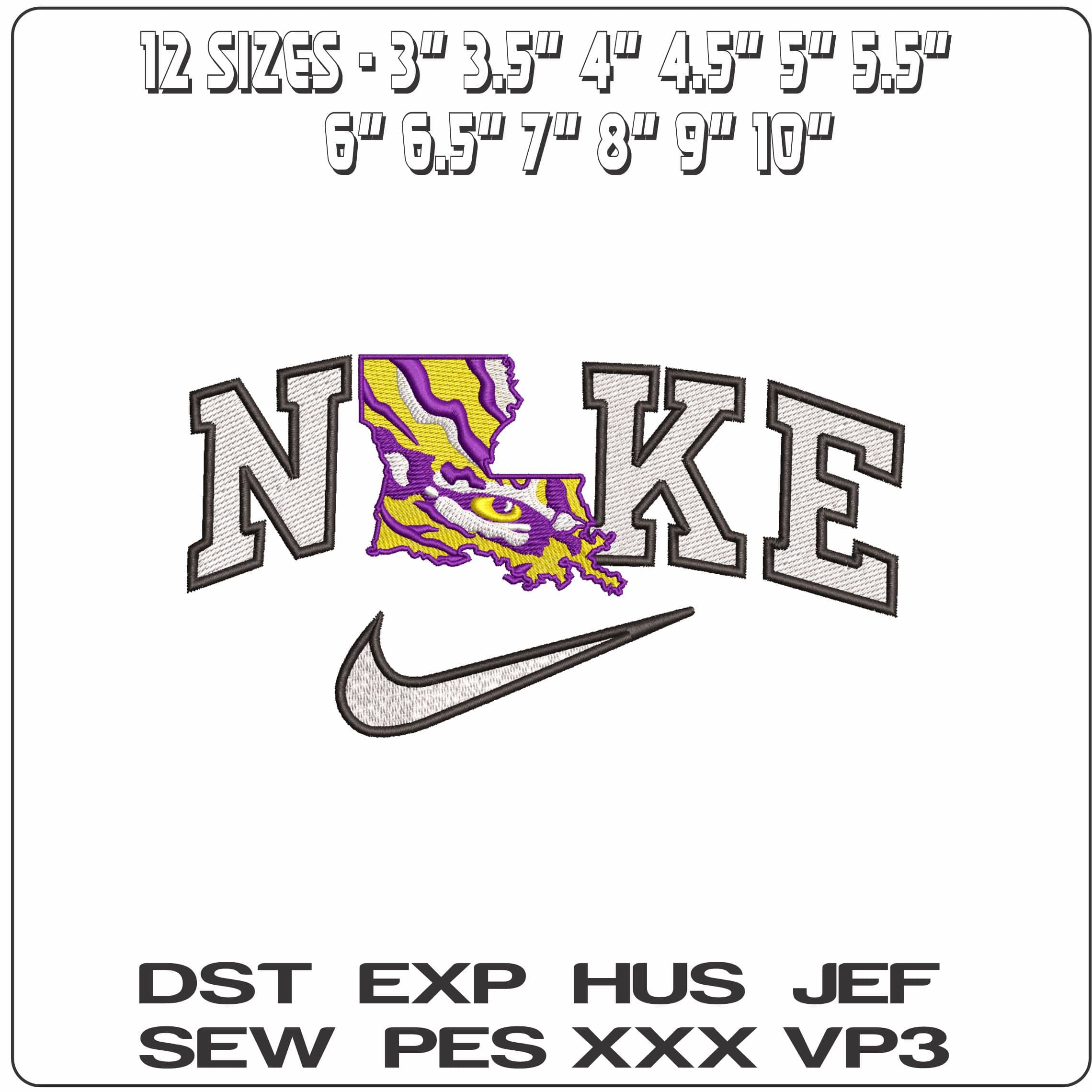Nike LSU Eye State Map- Elegant embroidery design file - instant download — view 2