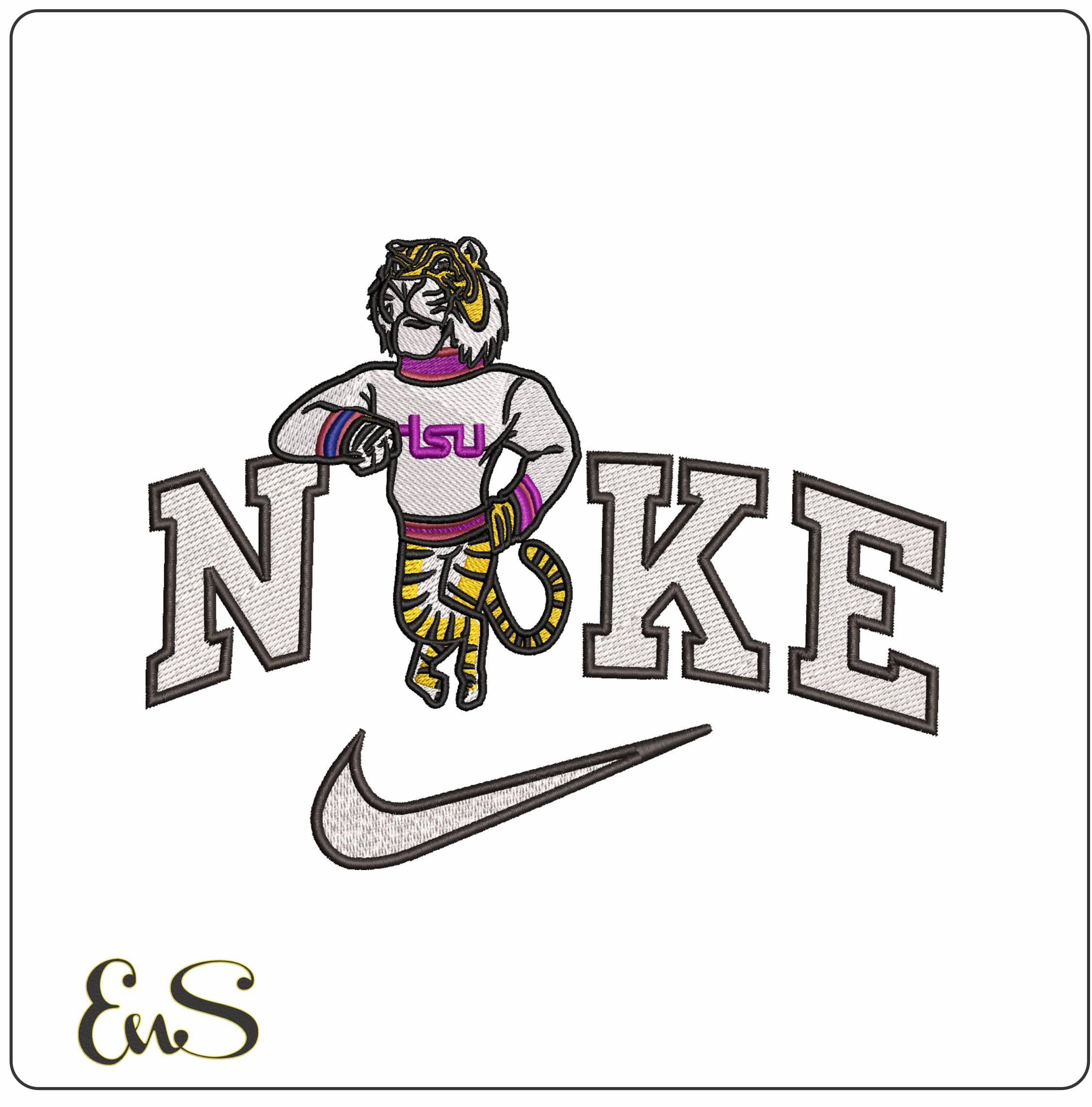 Nike LSU Tiger- Elegant embroidery design file - instant download