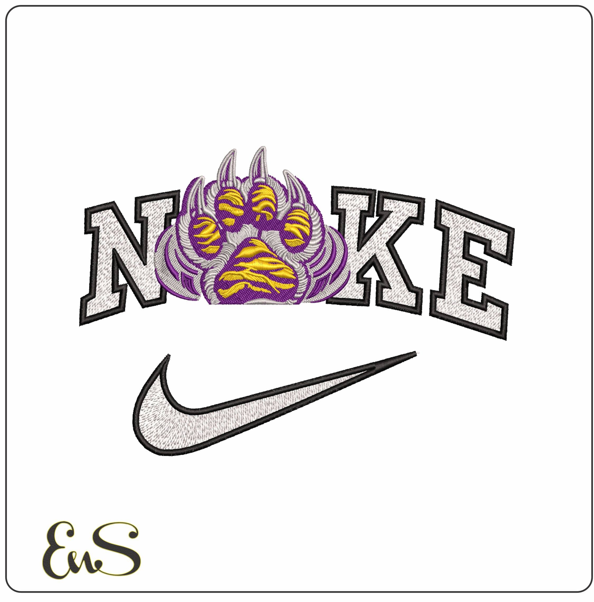 Nike LSU Tiger Paw Print- Elegant embroidery design file - instant download
