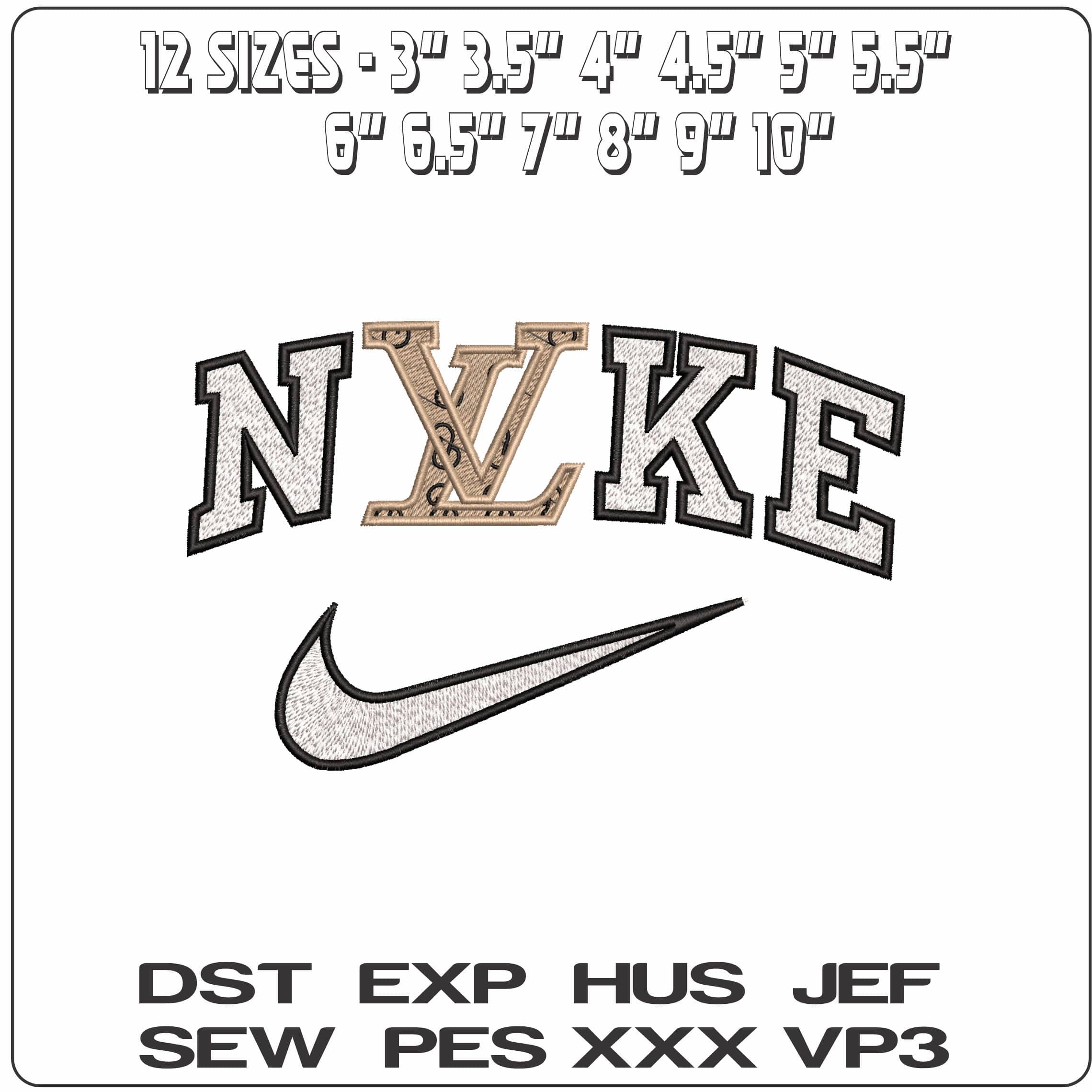 Nike LV With Design- Elegant embroidery design file - instant download — view 2