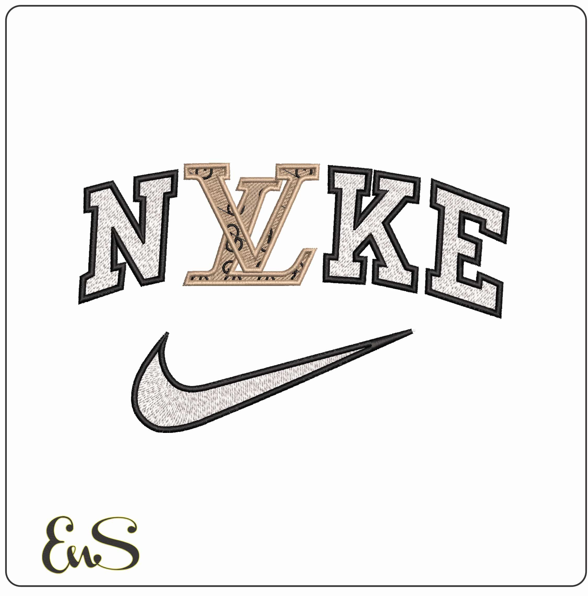 Nike LV With Design- Elegant embroidery design file - instant download