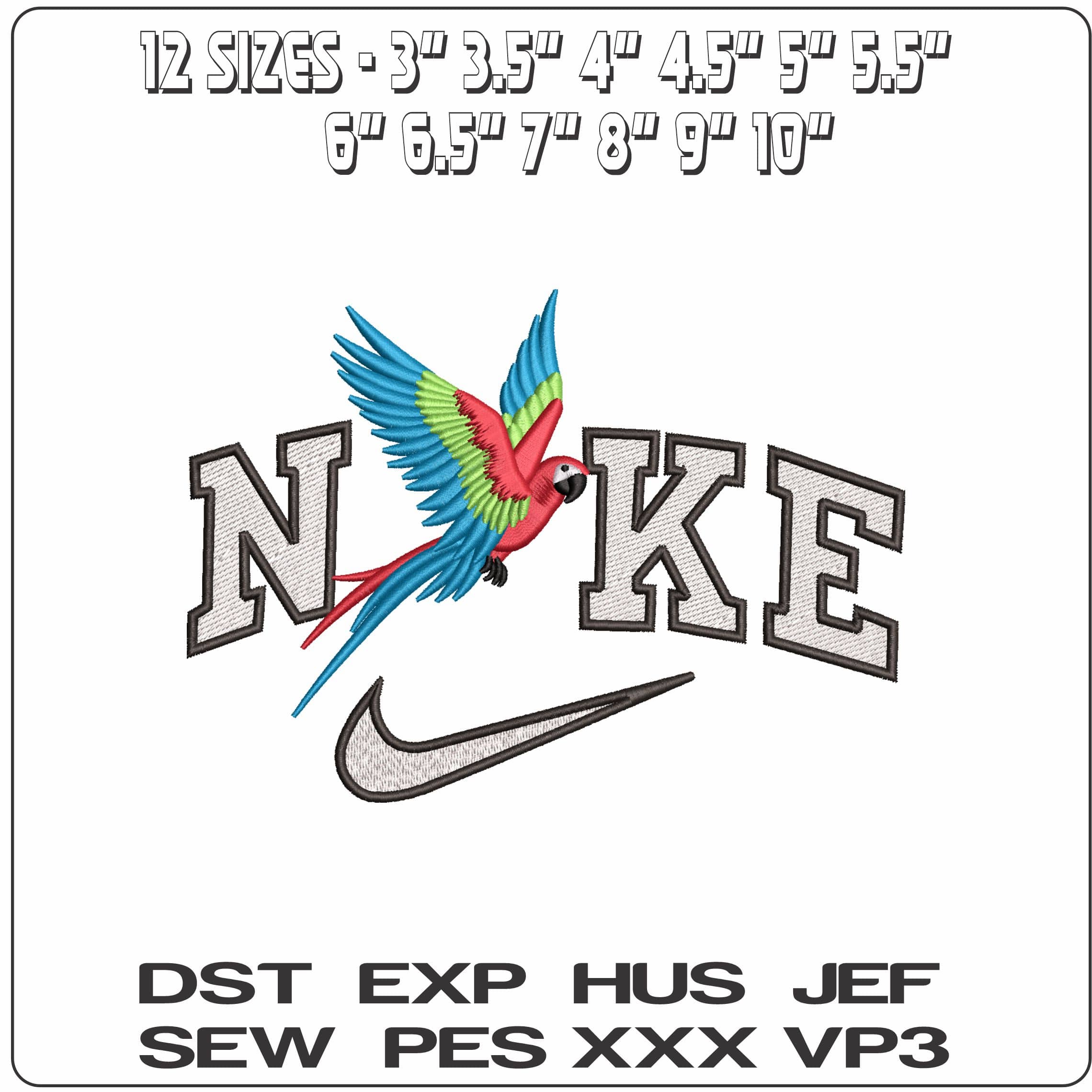 Nike Macaw Bird Flying- Elegant embroidery design file - instant download — view 2