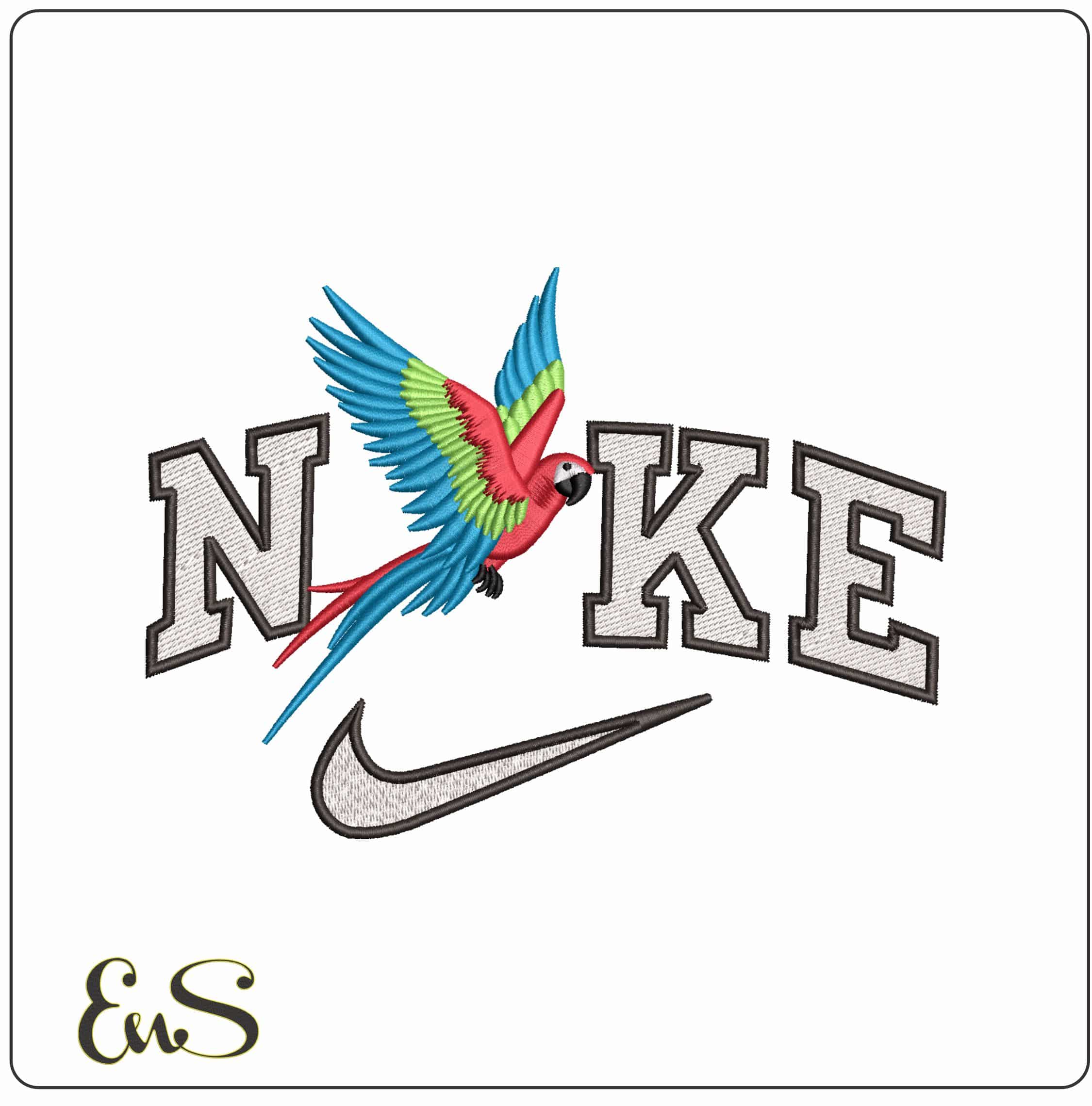 Nike Macaw Bird Flying- Elegant embroidery design file - instant download