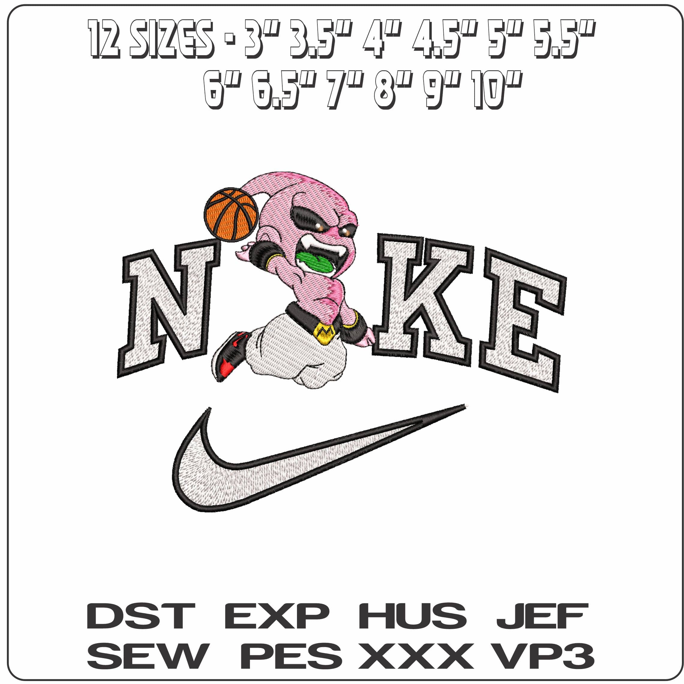 Nike Majin Buu Basketball Dunk Dragon Ballz Anime- Elegant embroidery design file - instant download — view 2