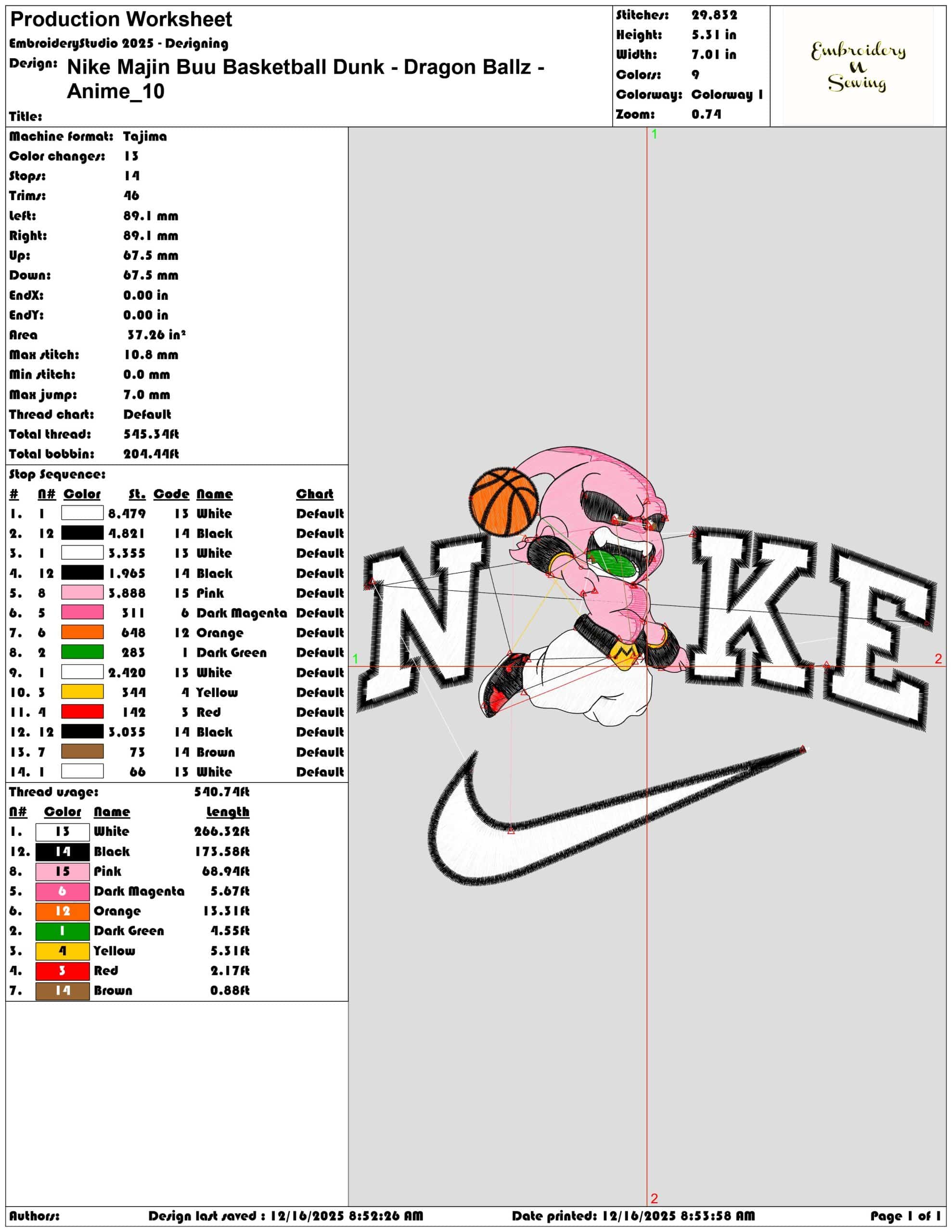Nike Majin Buu Basketball Dunk Dragon Ballz Anime- Elegant embroidery design file - instant download — view 3
