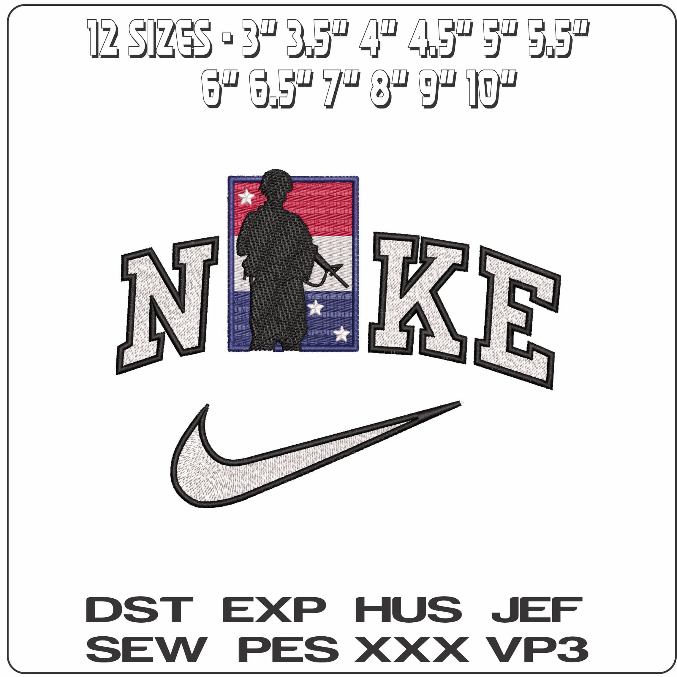 Nike Marines Soldier- Elegant embroidery design file - instant download — view 2