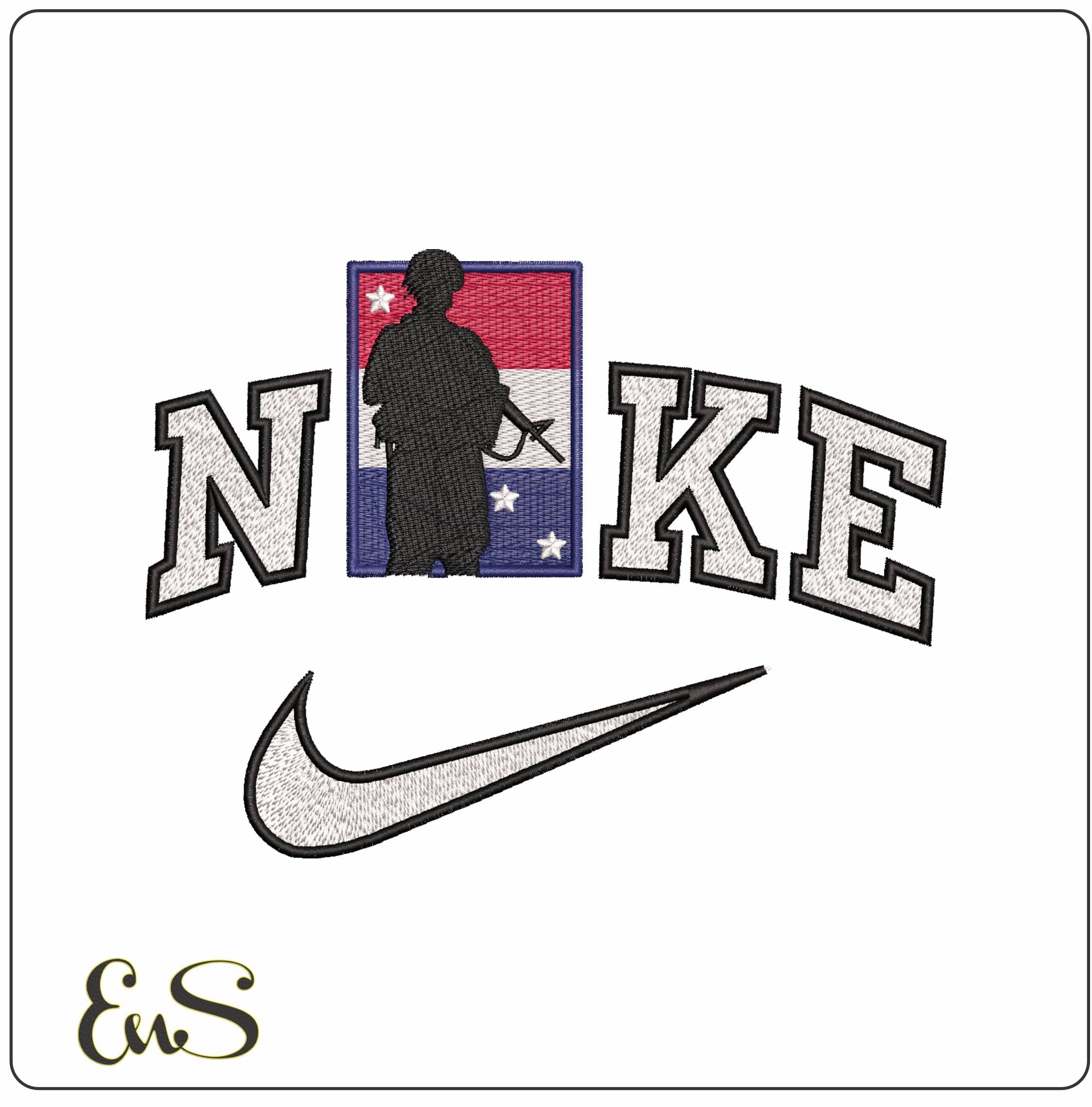 Nike Marines Soldier- Elegant embroidery design file - instant download