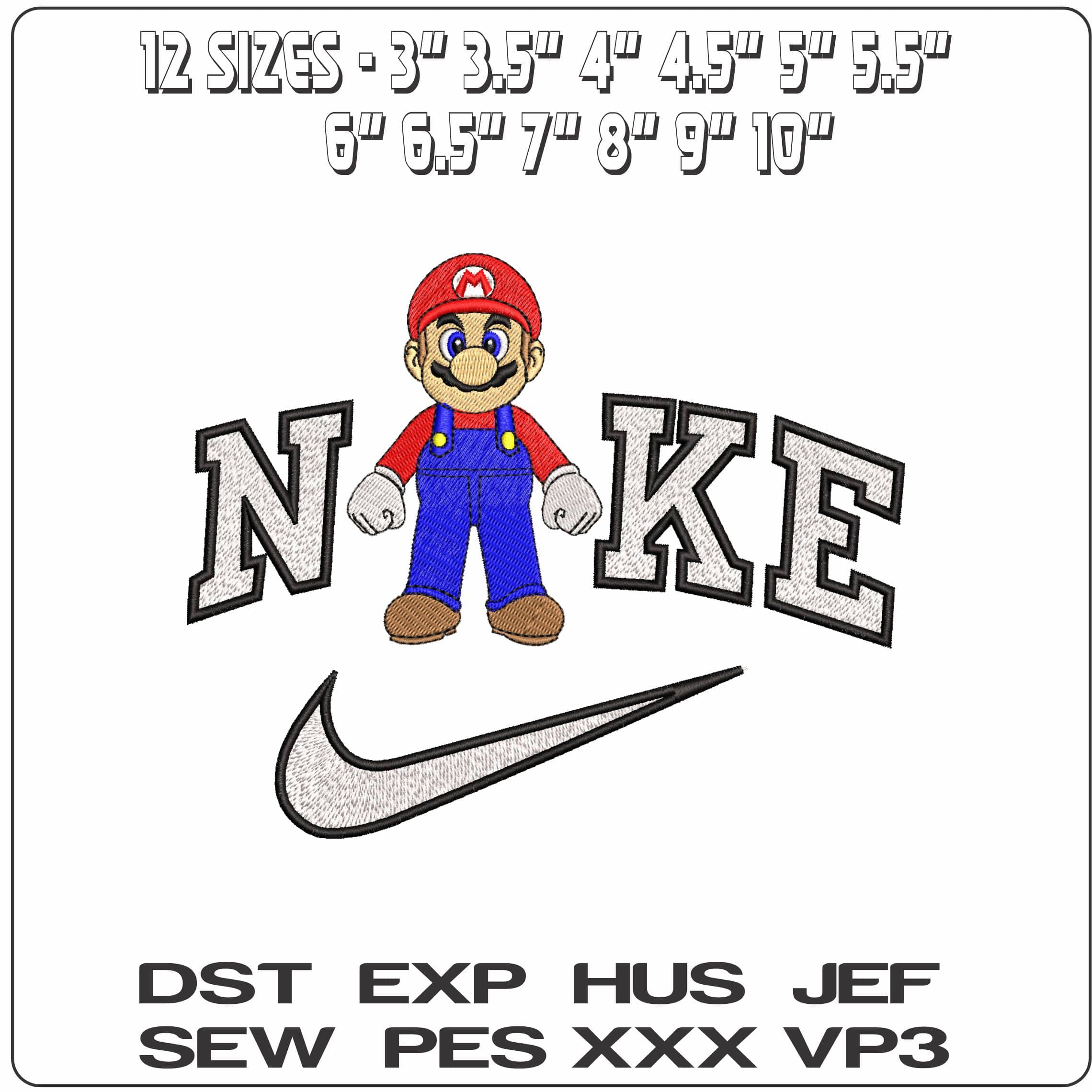 Nike Mario Super Mario- Elegant embroidery design file - instant download — view 2