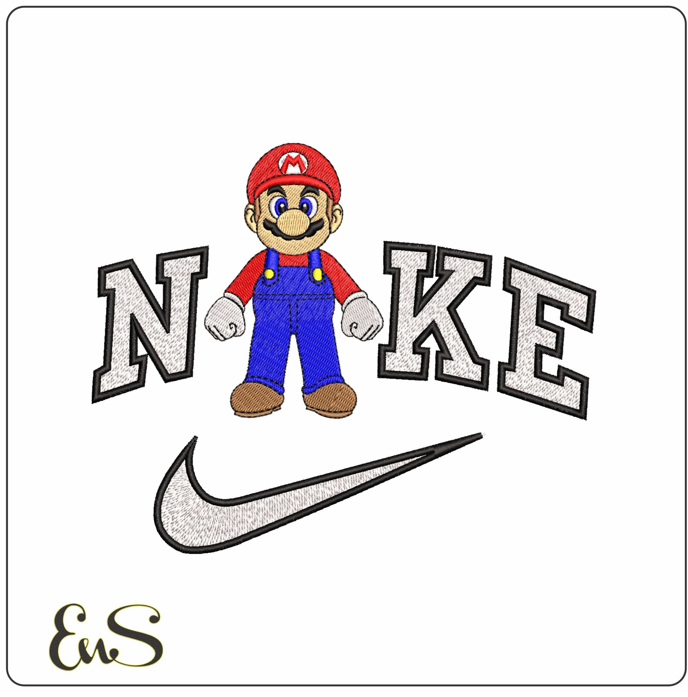 Nike Mario Super Mario- Elegant embroidery design file - instant download