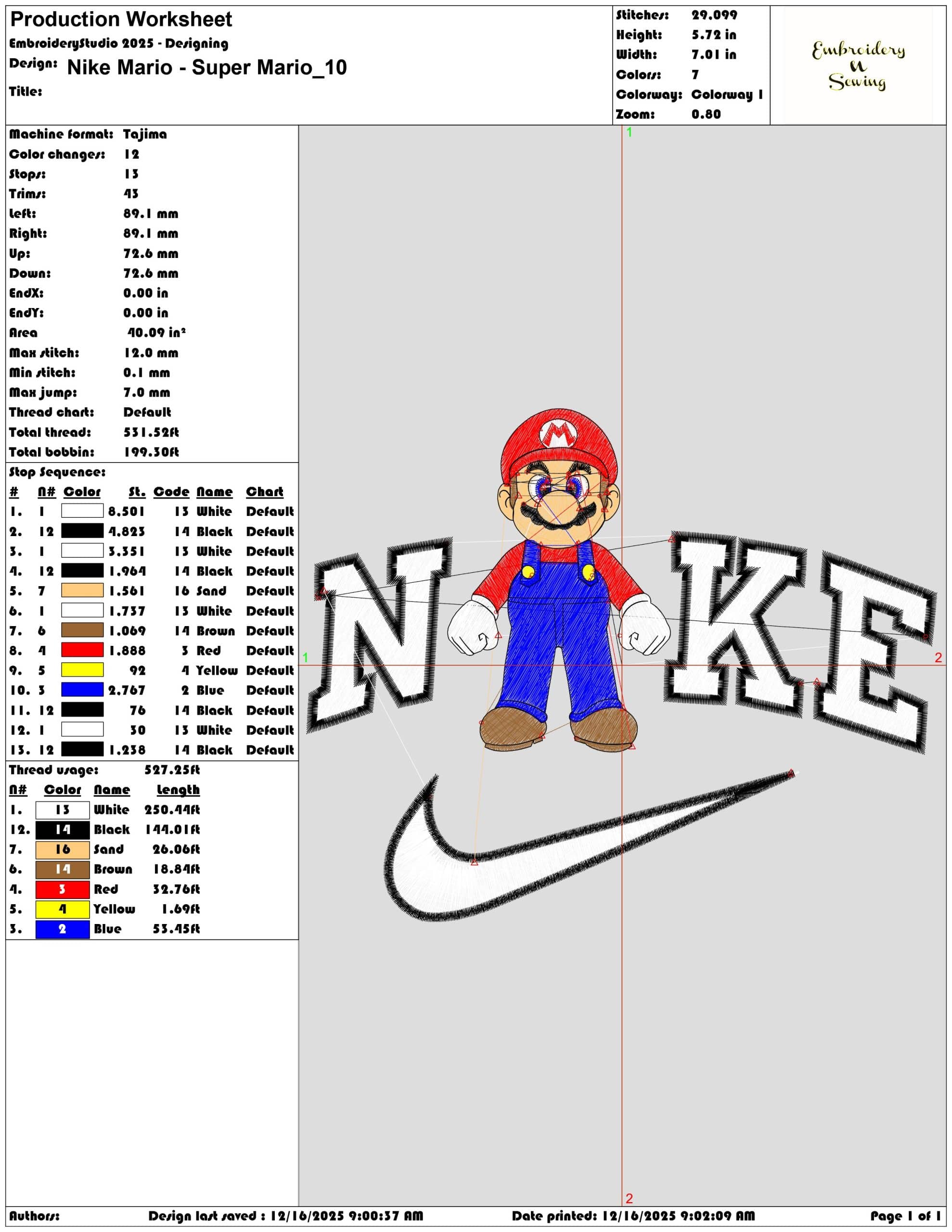 Nike Mario Super Mario- Elegant embroidery design file - instant download — view 3