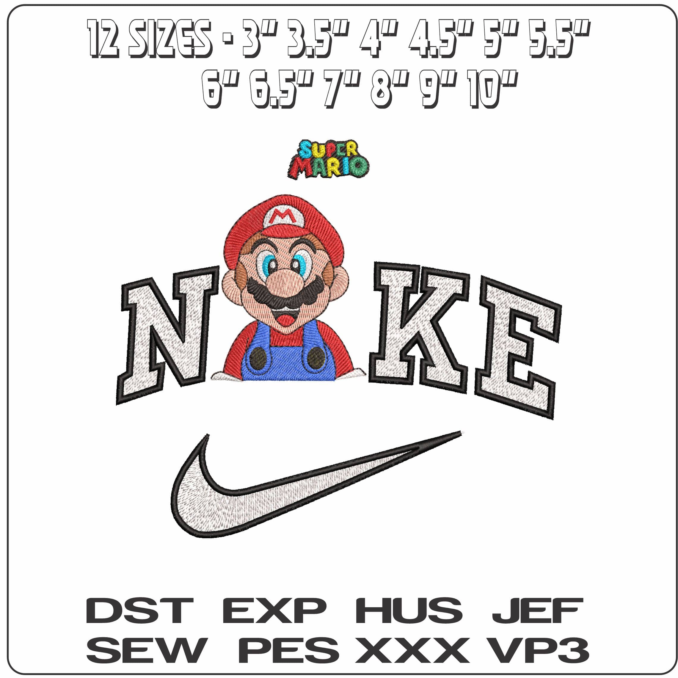 Nike Mario Torso Super Mario- Elegant embroidery design file - instant download — view 2
