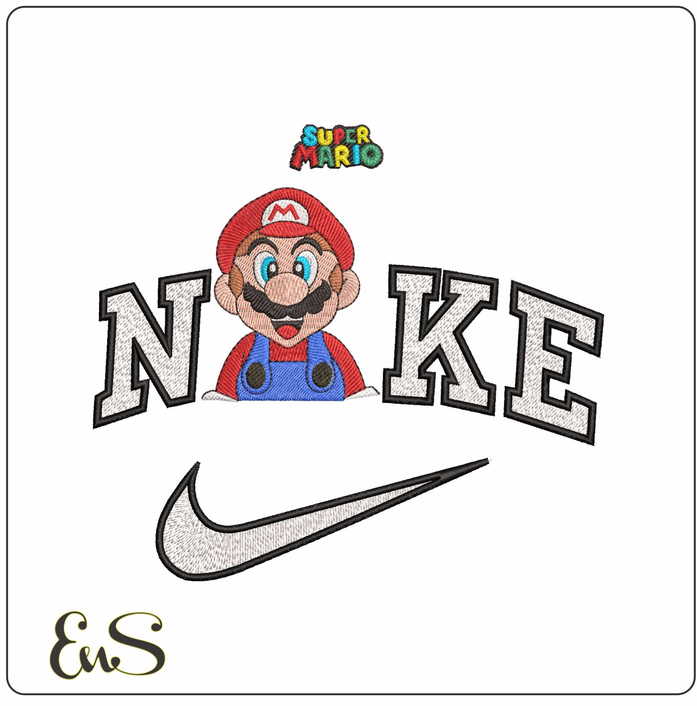 Nike Mario Torso Super Mario- Elegant embroidery design file - instant download
