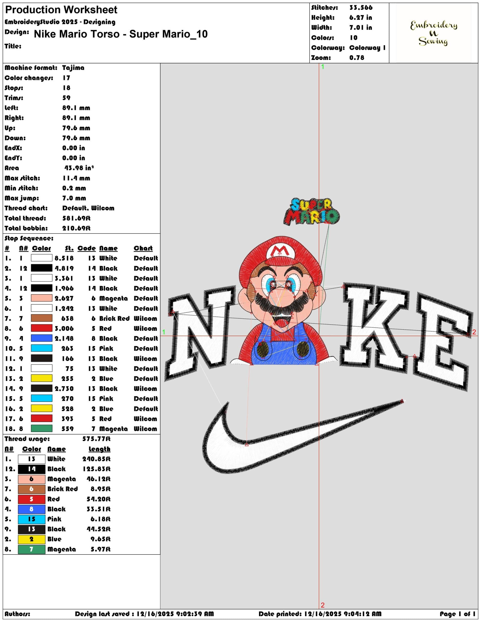 Nike Mario Torso Super Mario- Elegant embroidery design file - instant download — view 3