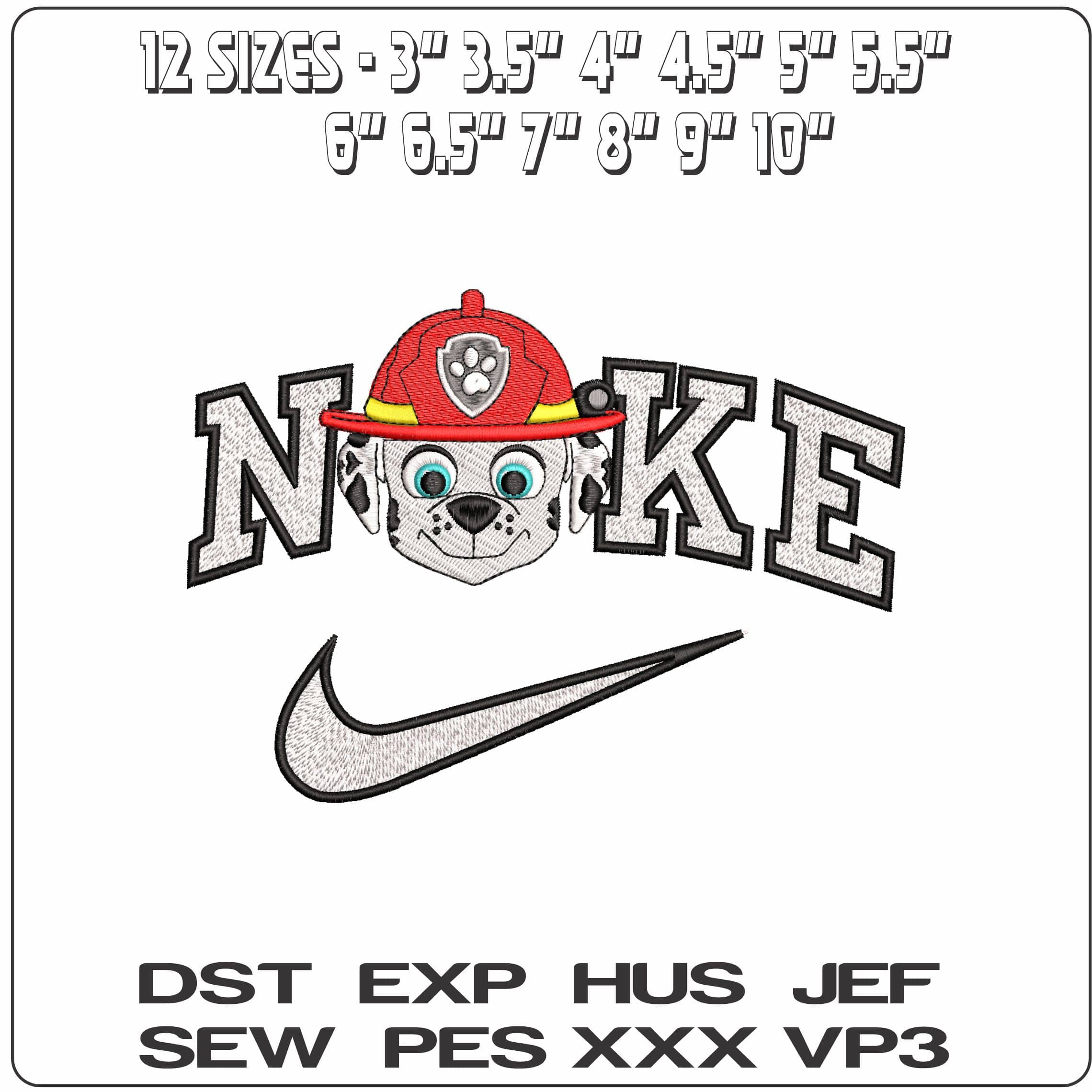 Nike Marshal Puppy Patrol- Elegant embroidery design file - instant download — view 2