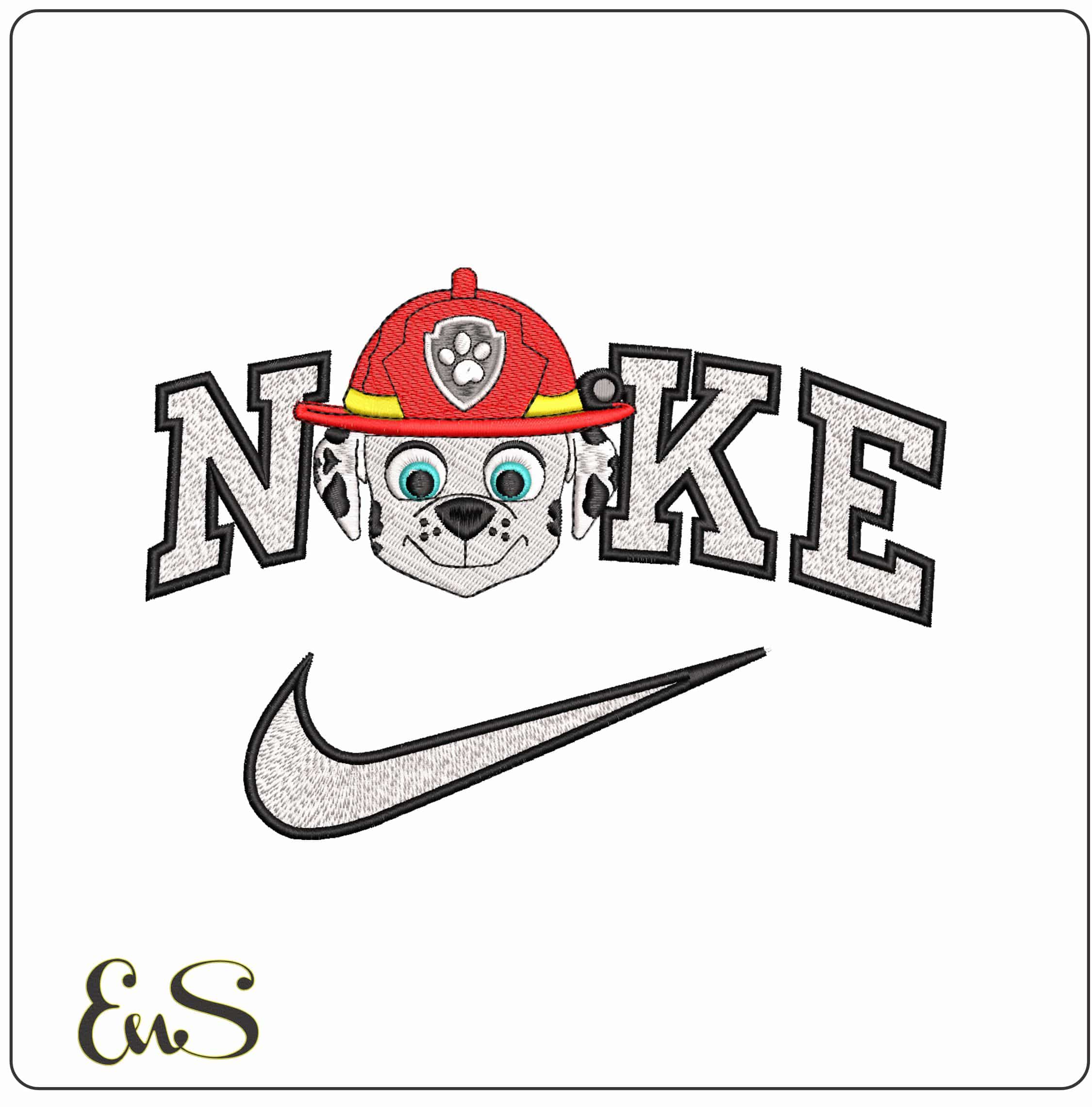 Nike Marshal Puppy Patrol- Elegant embroidery design file - instant download