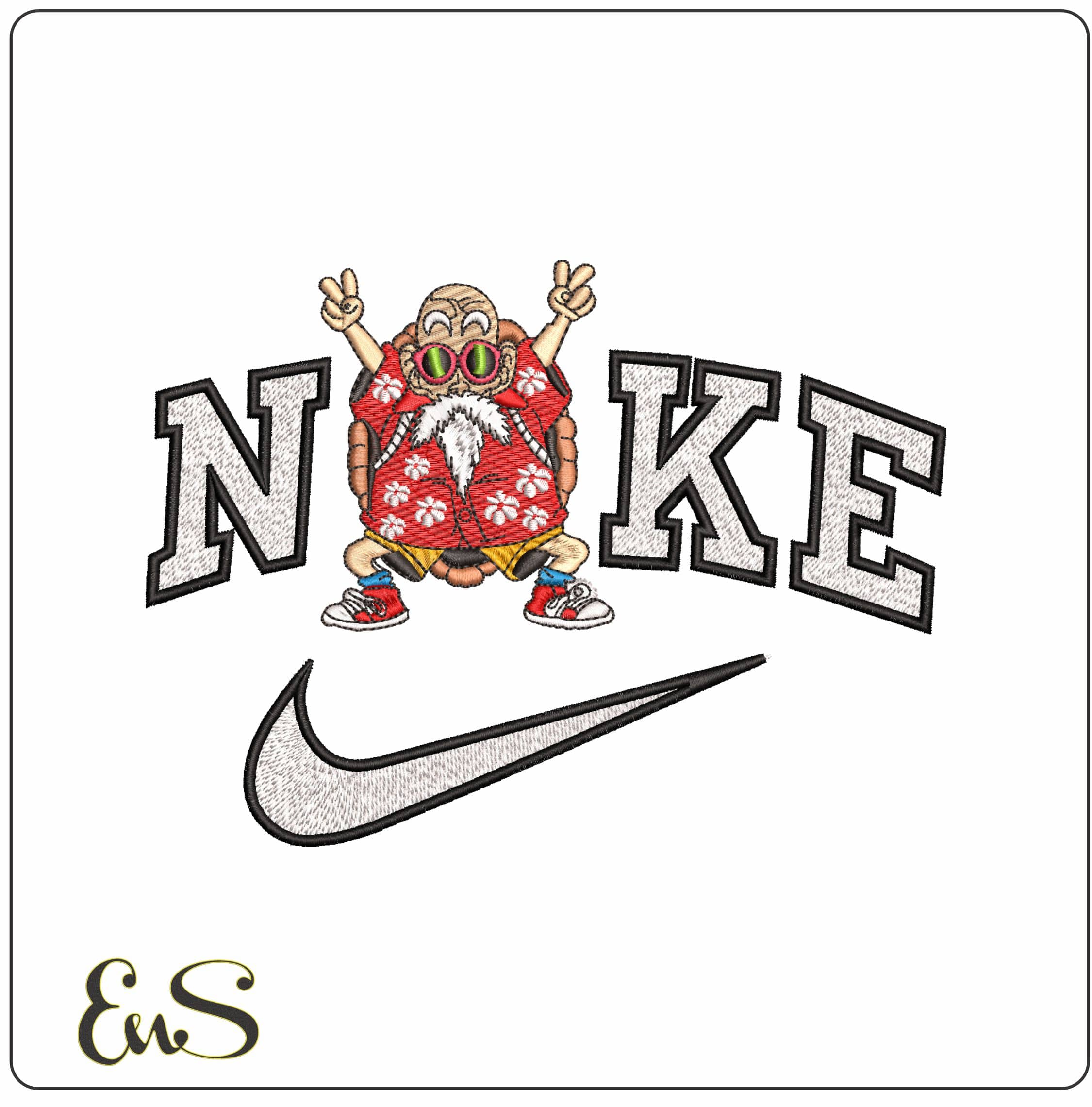 Nike Master Roshi Salute Dragon Ball Z Anime- Elegant embroidery design file - instant download