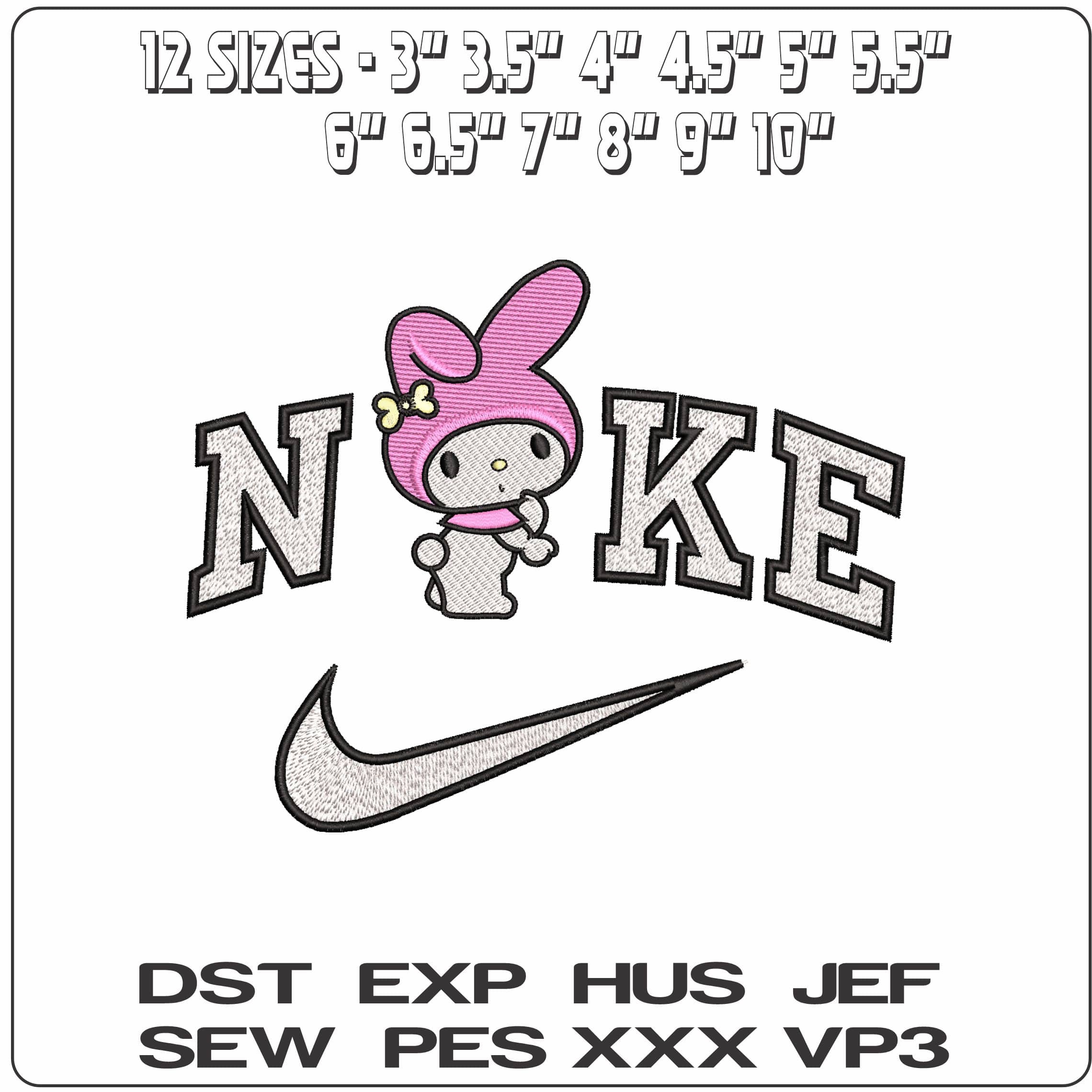 Nike Melody With Bone- Elegant embroidery design file - instant download — view 2