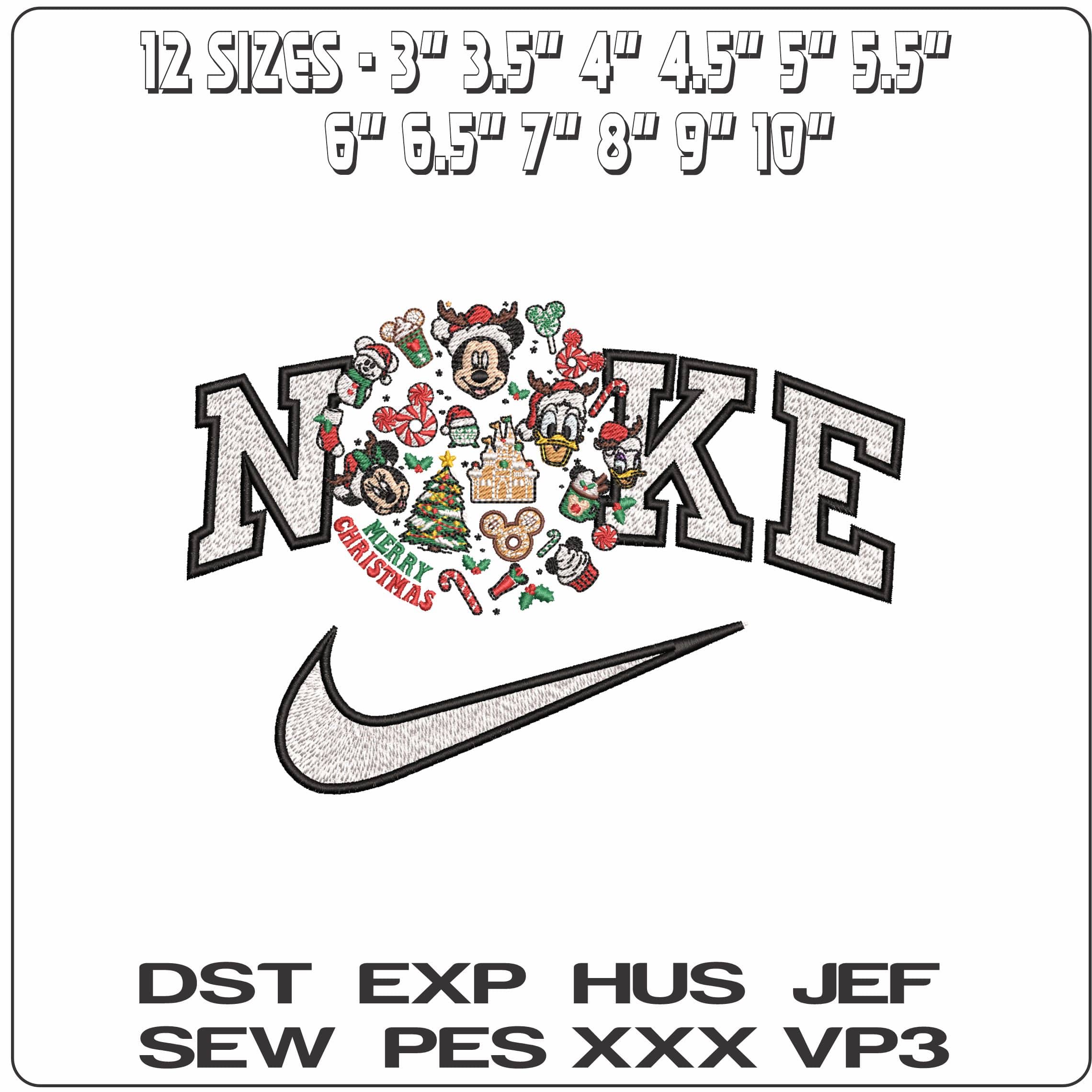 Nike Mickey Mouse Christmas Ball- Elegant embroidery design file - instant download — view 2