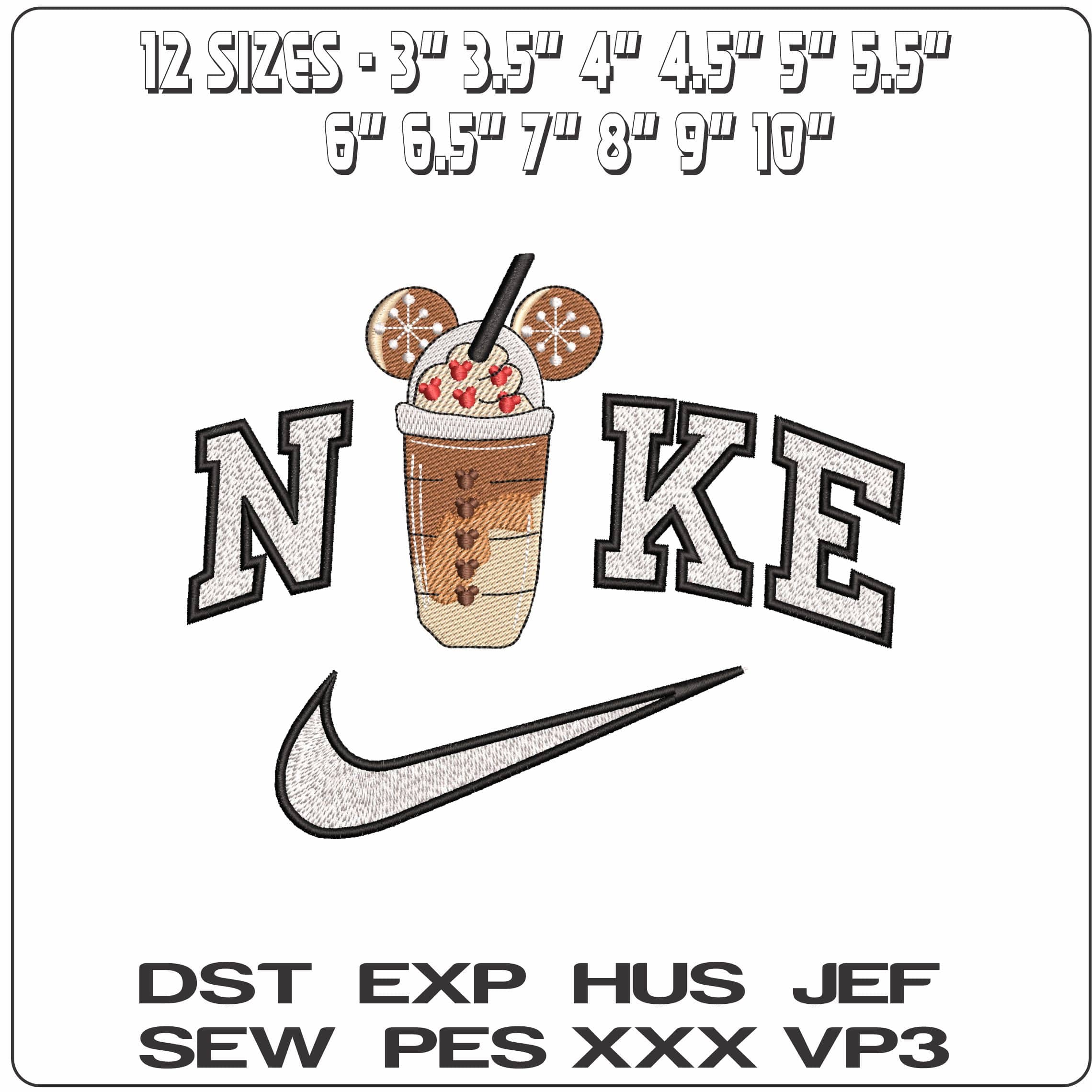Nike Mickey Mouse Christmas Frappe- Elegant embroidery design file - instant download — view 2