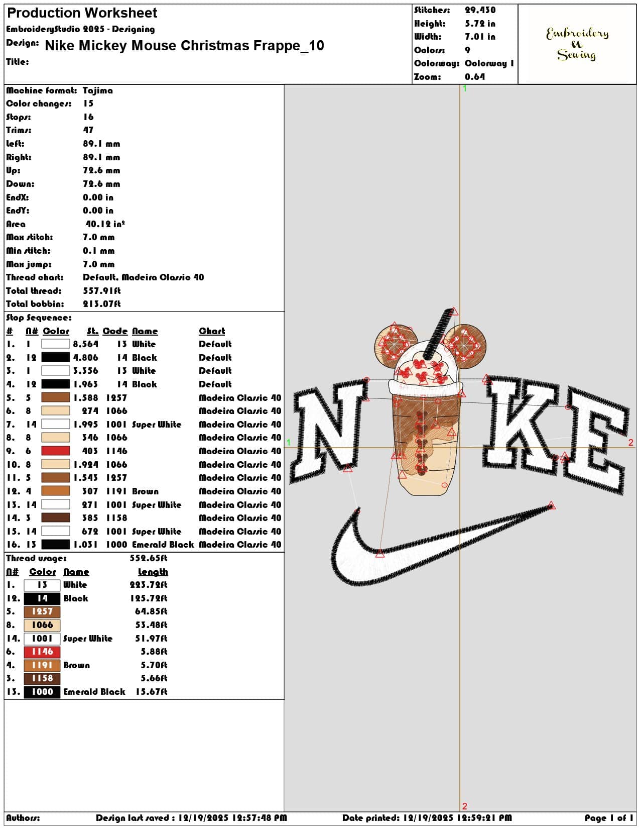 Nike Mickey Mouse Christmas Frappe- Elegant embroidery design file - instant download — view 3
