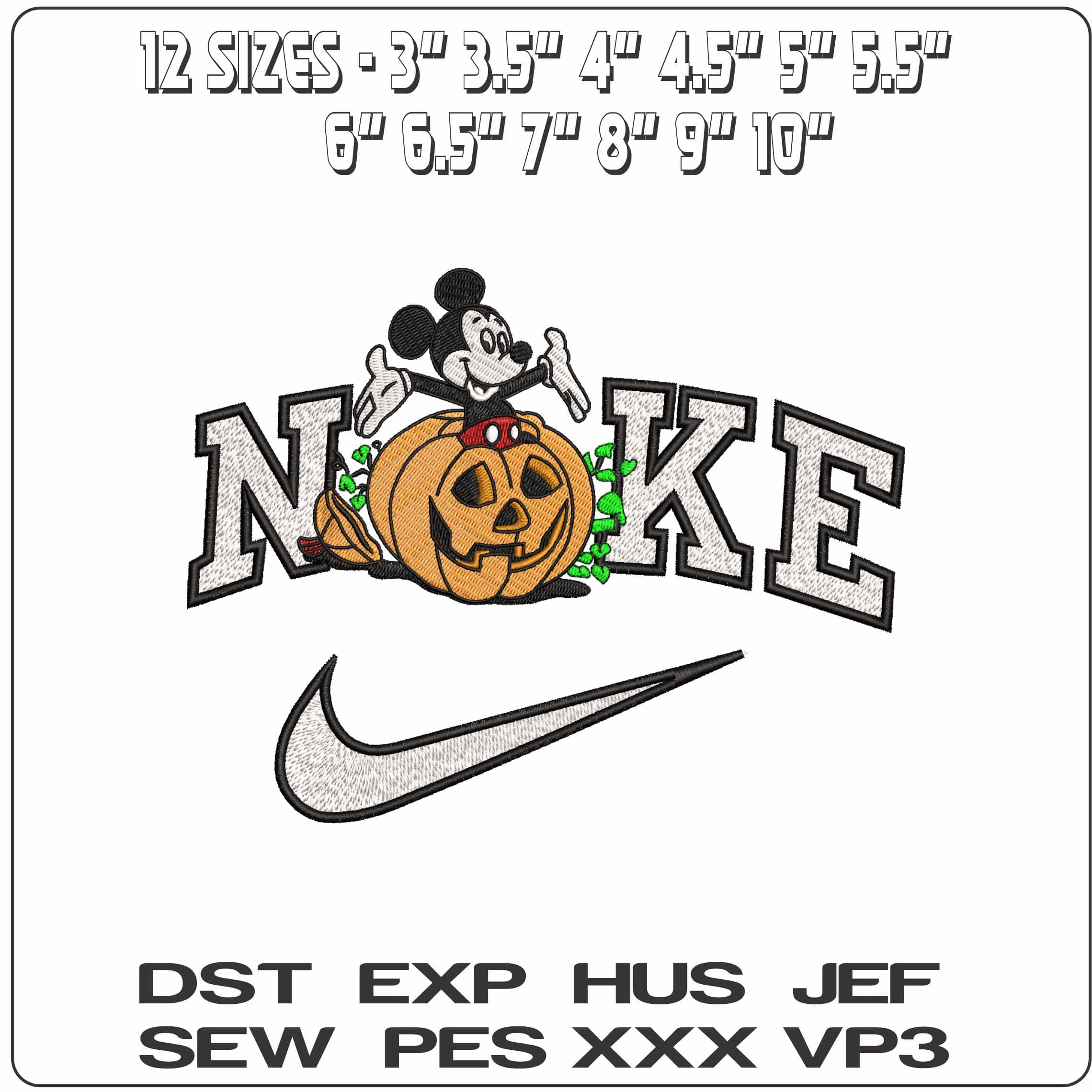 Nike Mickey Mouse in Pumpkin- Elegant embroidery design file - instant download — view 2