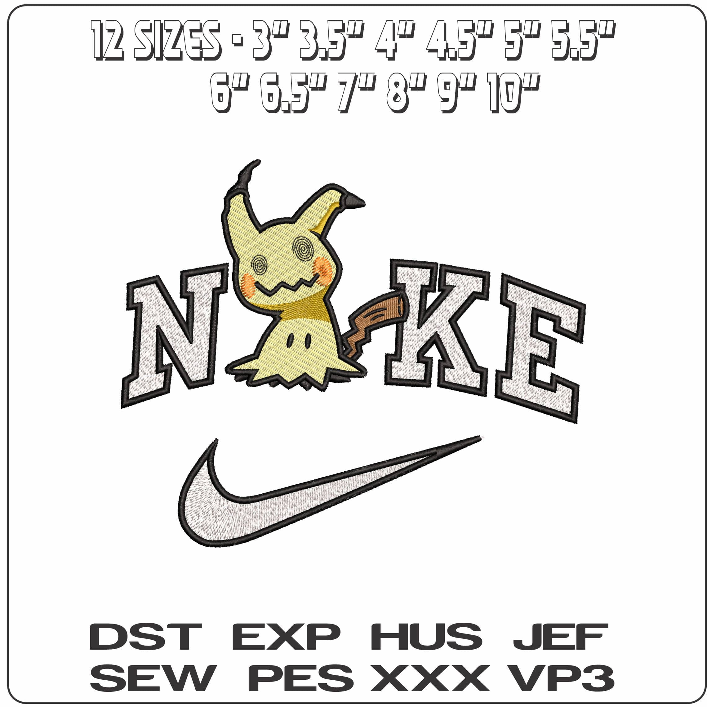 Nike Mimikyu Pokemon- Elegant embroidery design file - instant download — view 2