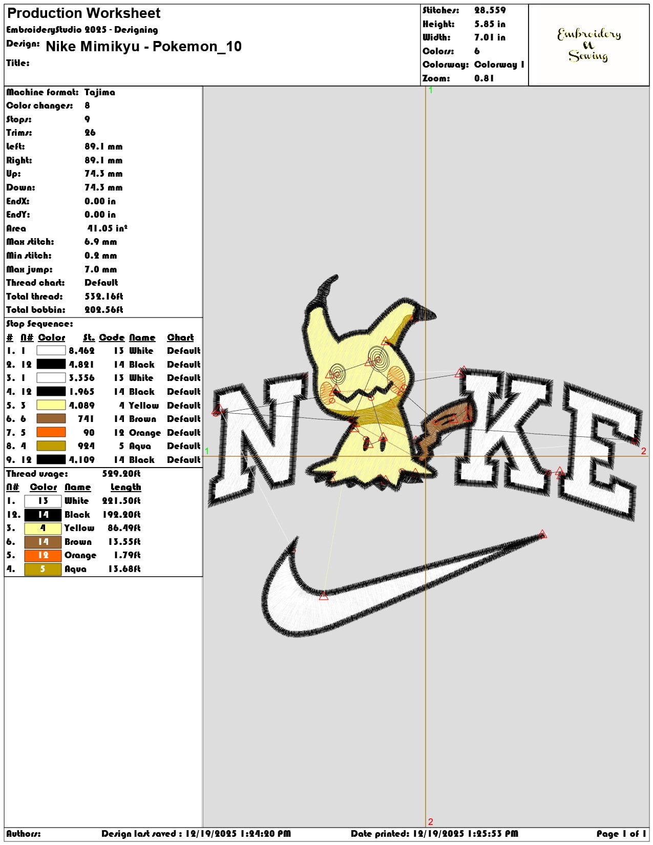 Nike Mimikyu Pokemon- Elegant embroidery design file - instant download — view 3