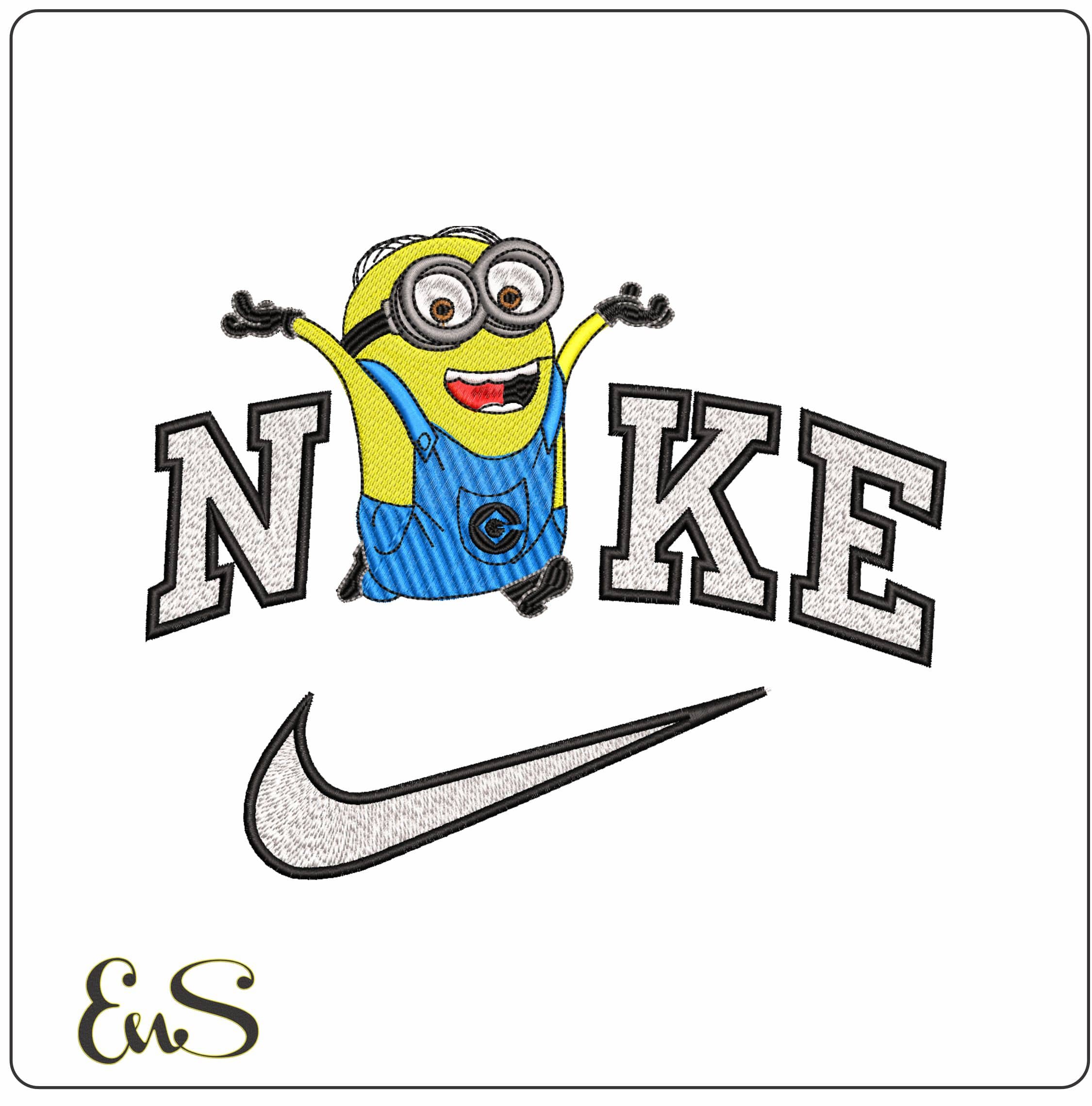 Nike Minion Cheering- Elegant embroidery design file - instant download
