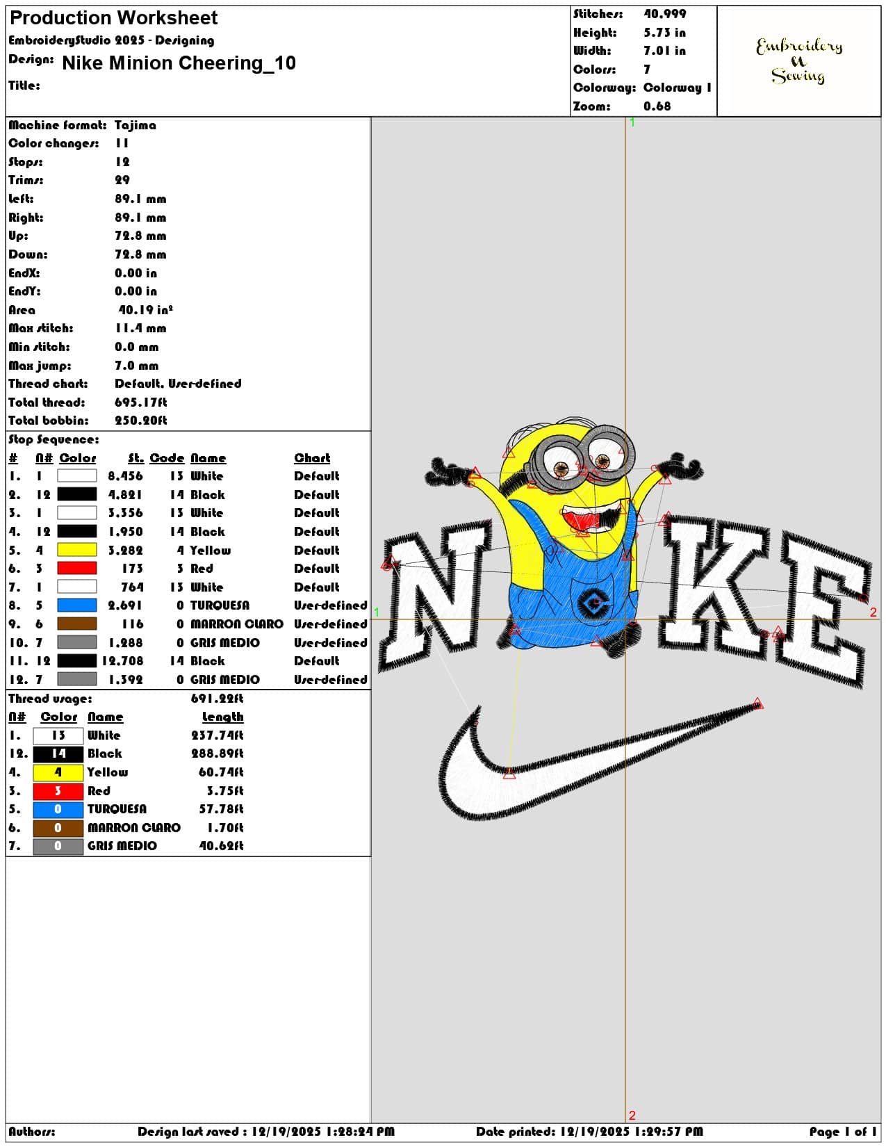 Nike Minion Cheering- Elegant embroidery design file - instant download — view 3