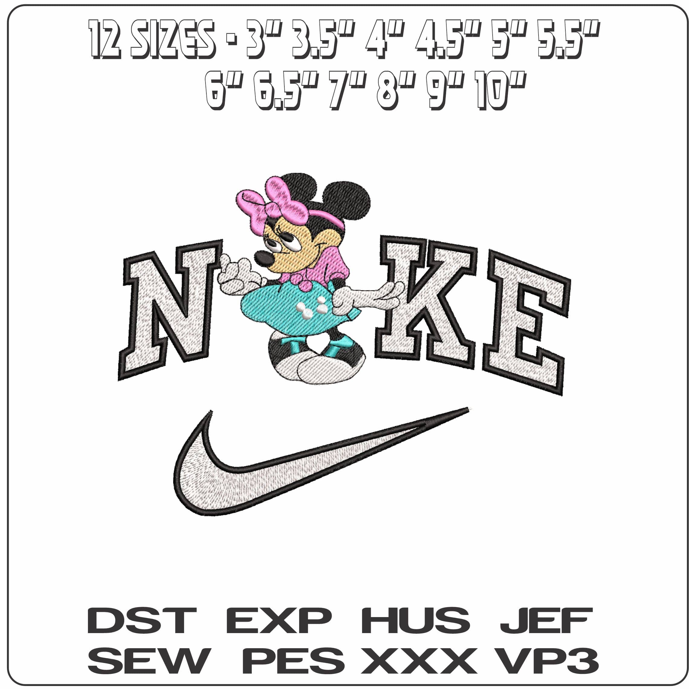 Nike Minnie Mouse Coy Look- Elegant embroidery design file - instant download — view 2