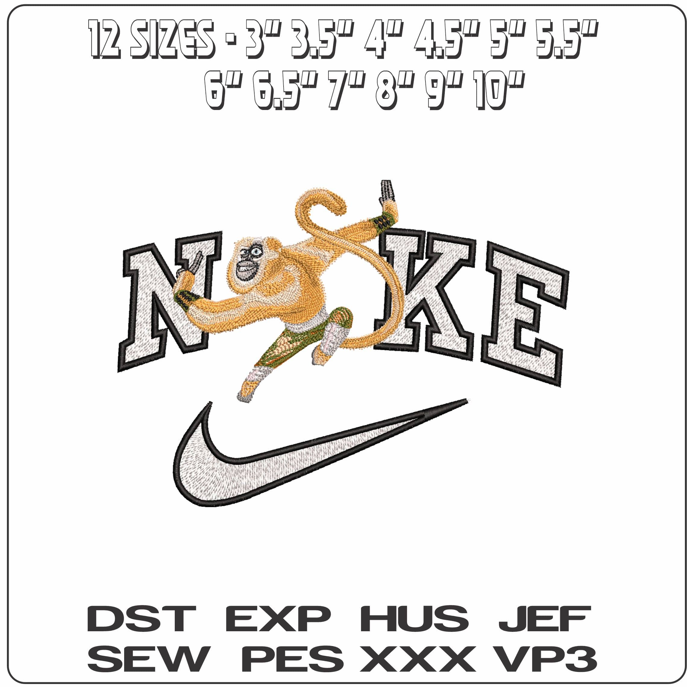 Nike Monkey Kung Fu Panda- Elegant embroidery design file - instant download — view 2