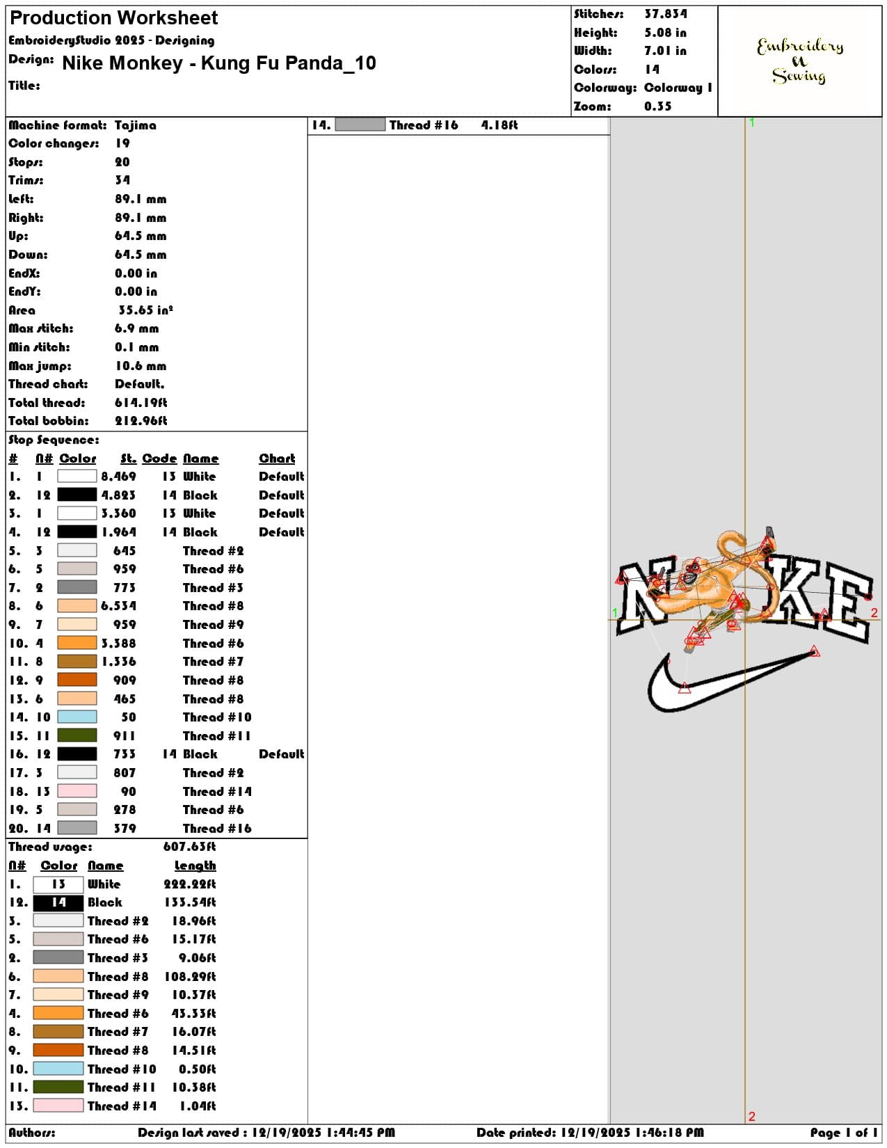 Nike Monkey Kung Fu Panda- Elegant embroidery design file - instant download — view 3