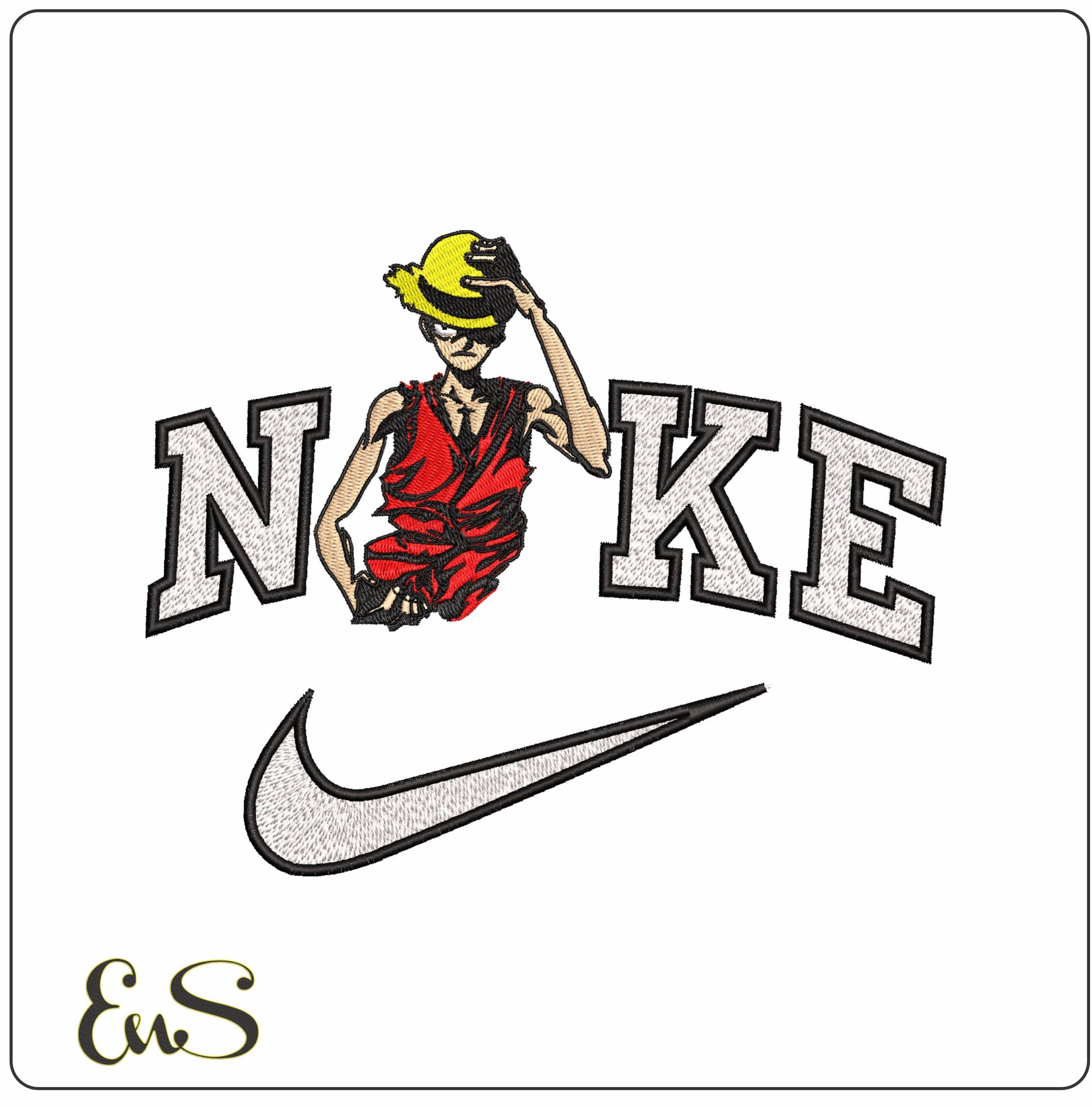 Nike Monkey D Luffy Tilting Hat One Piece Anime- Elegant embroidery design file - instant download