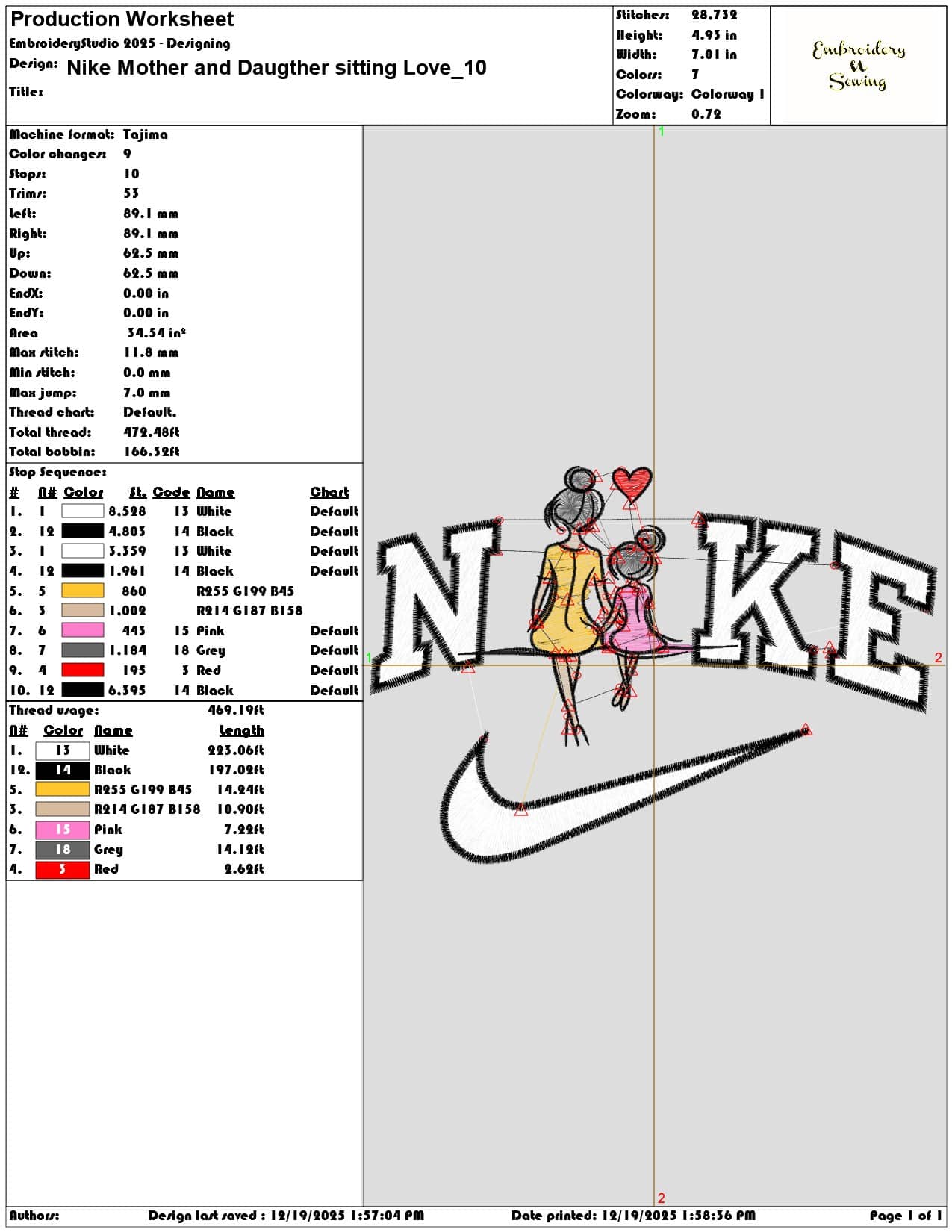 Nike Mother and Daugther sitting Love- Elegant embroidery design file - instant download — view 3