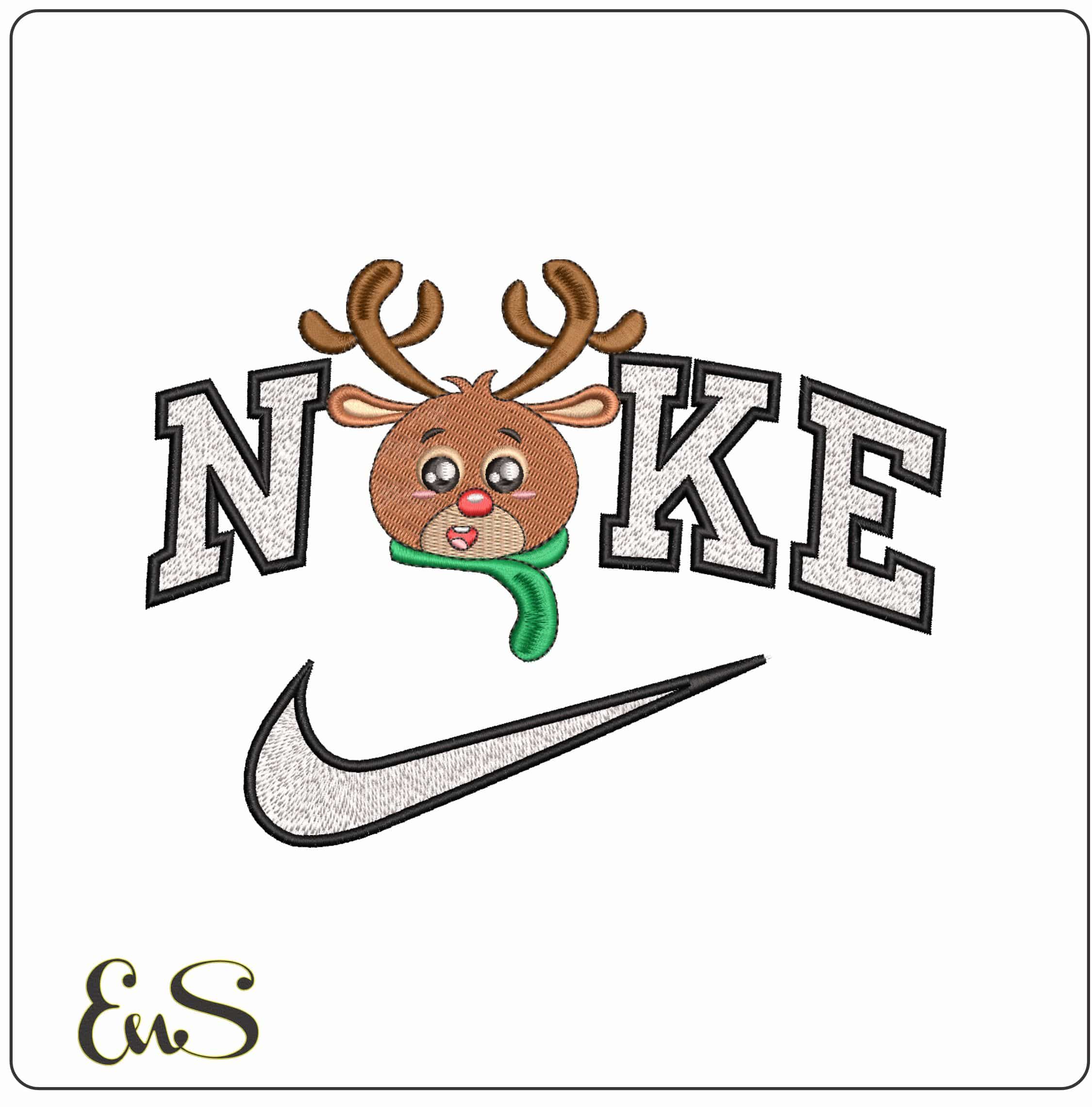 Nike Mousse Face with Scarf- Elegant embroidery design file - instant download