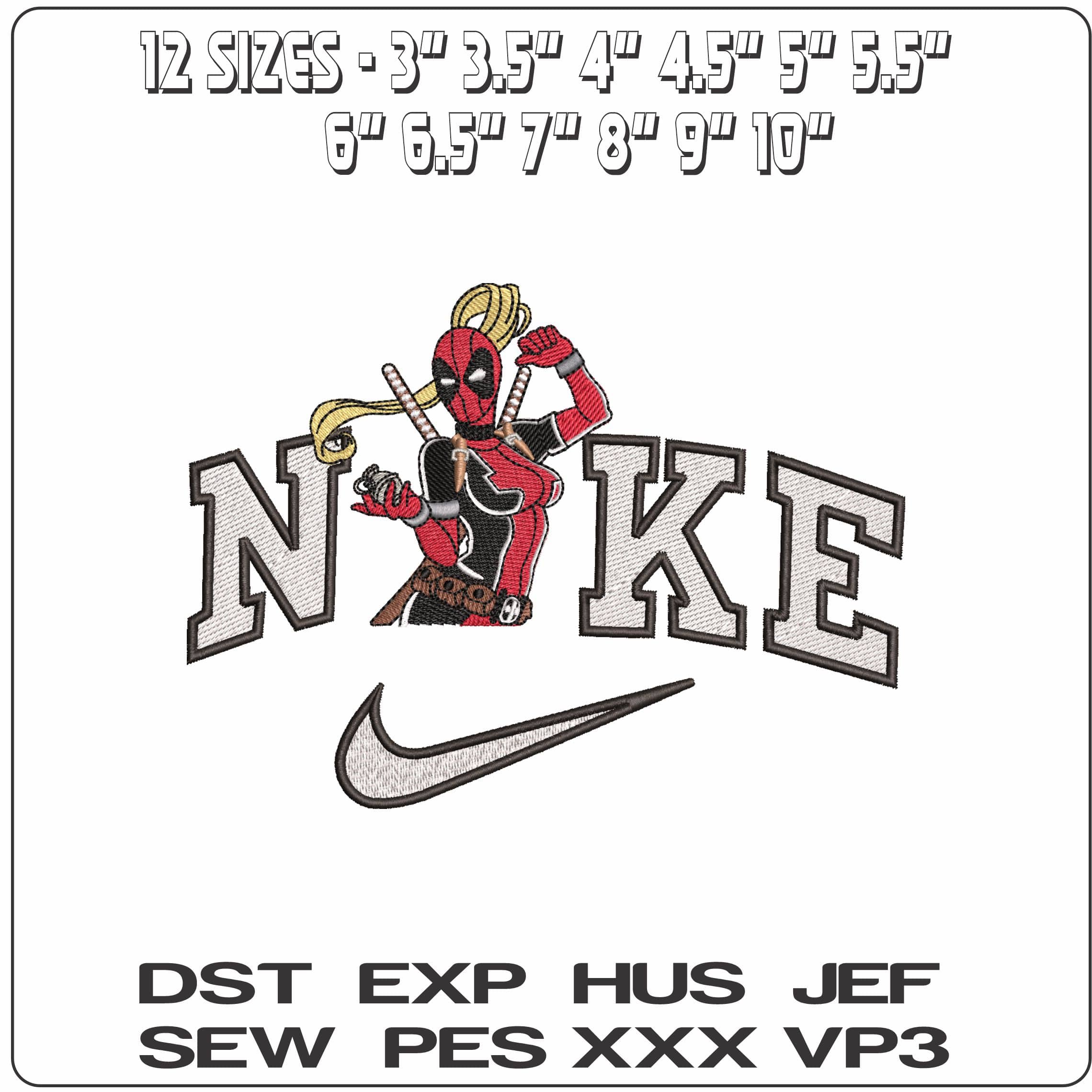 Nike Mrs Deadpool- Elegant embroidery design file - instant download — view 2