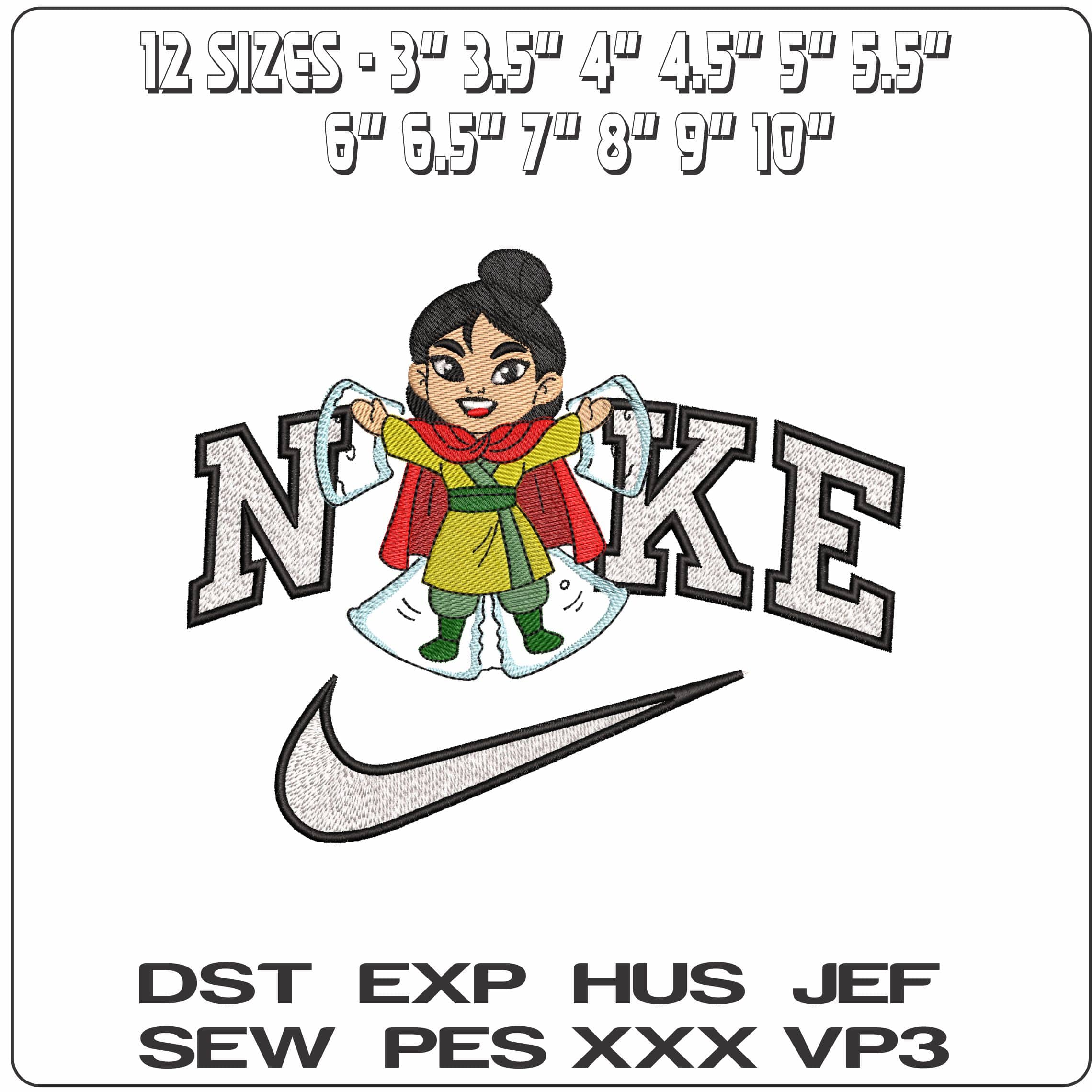 Nike Mulan Chibi Disney- Elegant embroidery design file - instant download — view 2
