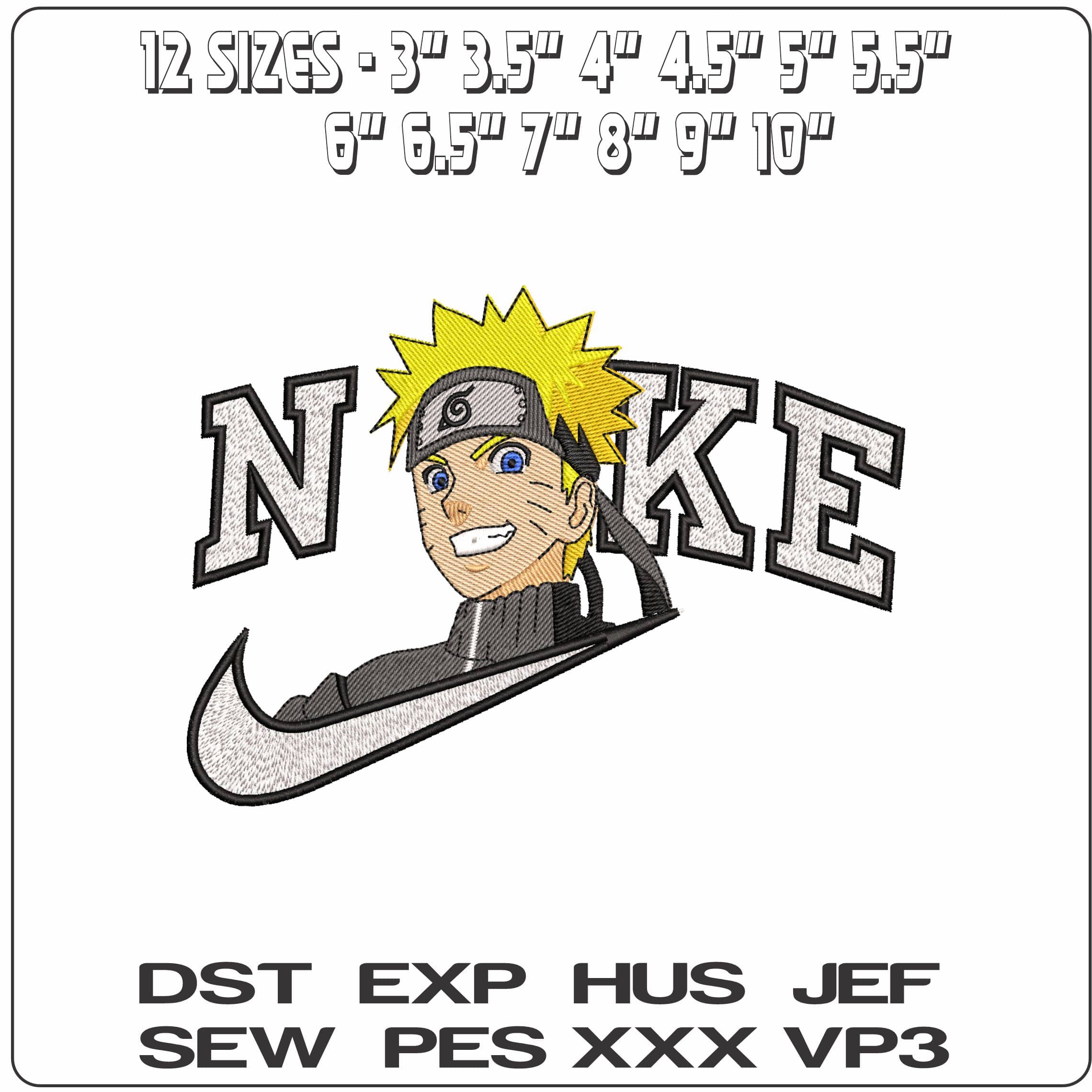 Nike Naruto Head Anime- Elegant embroidery design file - instant download — view 2