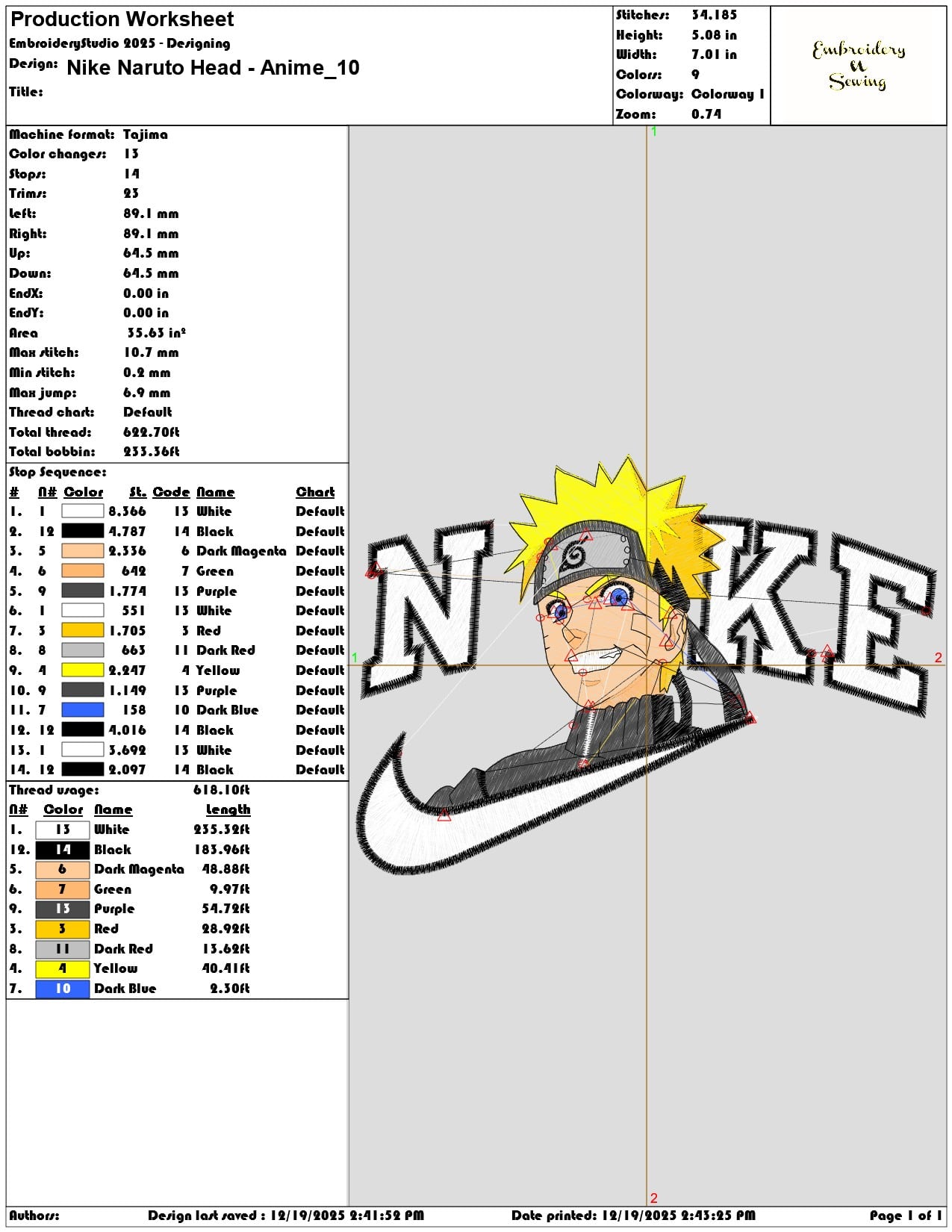 Nike Naruto Head Anime- Elegant embroidery design file - instant download — view 3