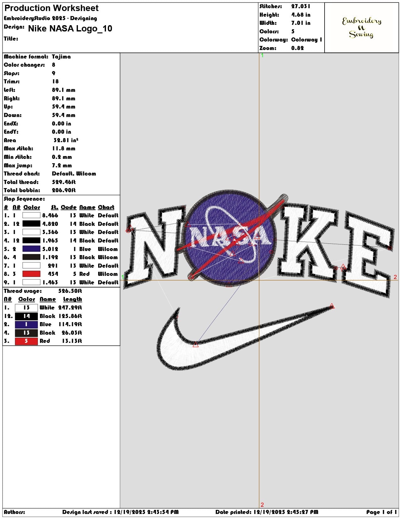 Nike NASA Logo- Elegant embroidery design file - instant download — view 3