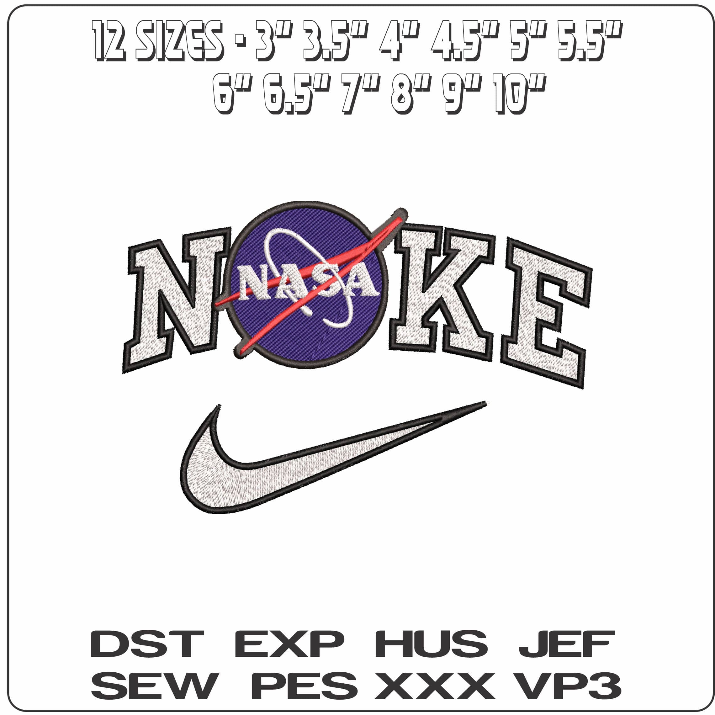 Nike NASA Logo- Elegant embroidery design file - instant download — view 2