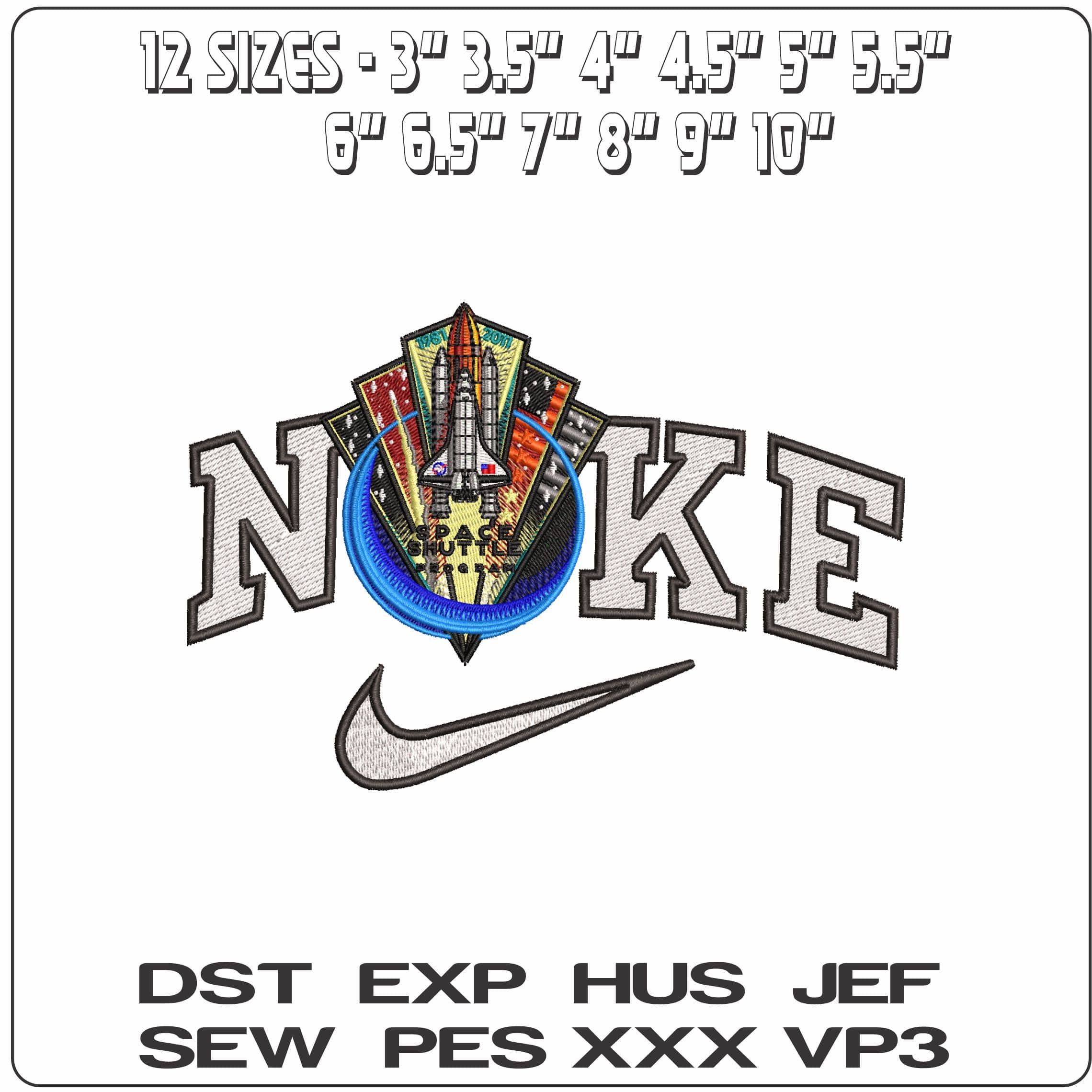 Nike Nasa Space Shuttle Program- Elegant embroidery design file - instant download — view 2