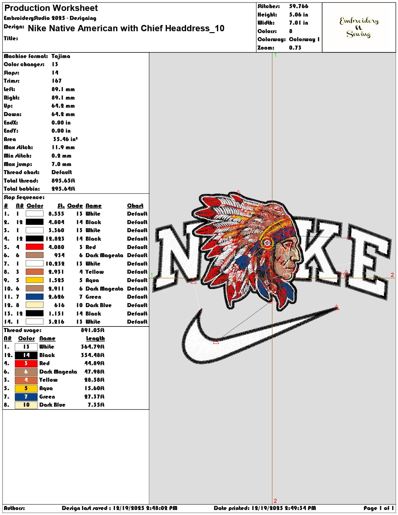 Nike Native American with Chief Headdress- Elegant embroidery design file - instant download — view 3