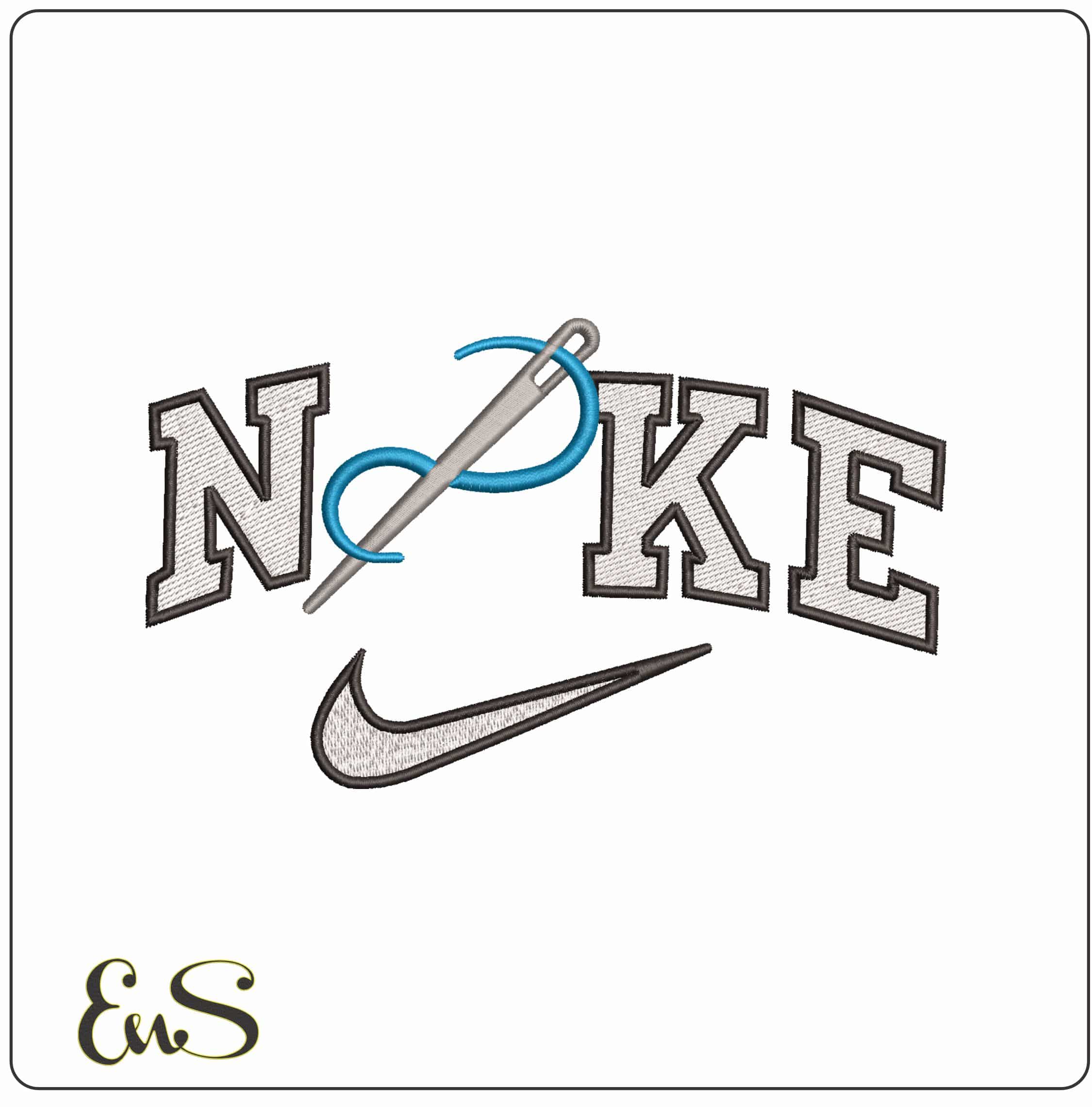 Nike Needle and Thread- Elegant embroidery design file - instant download