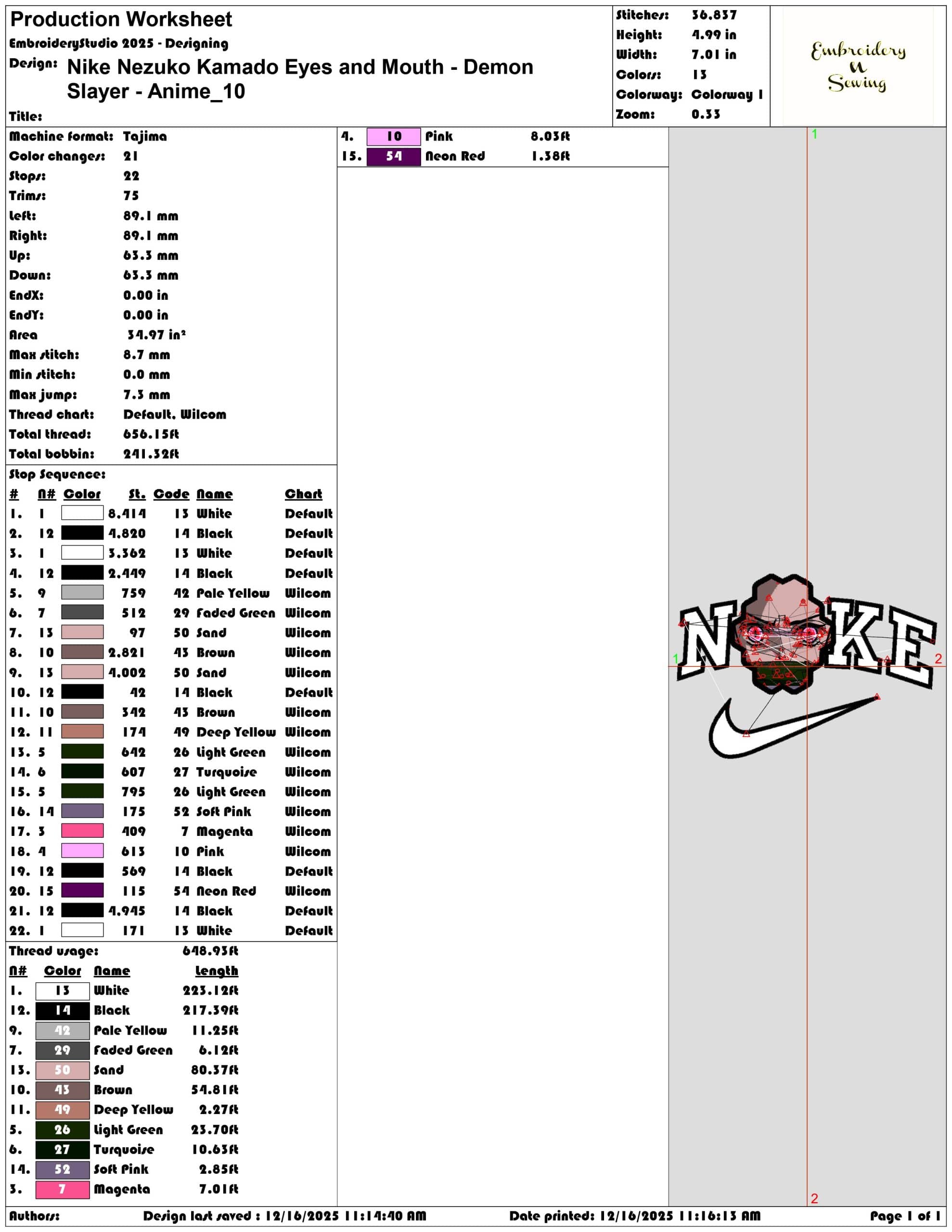 Nike Nezuko Kamado Eyes and Mouth Demon Slayer Anime- Elegant embroidery design file - instant download — view 3
